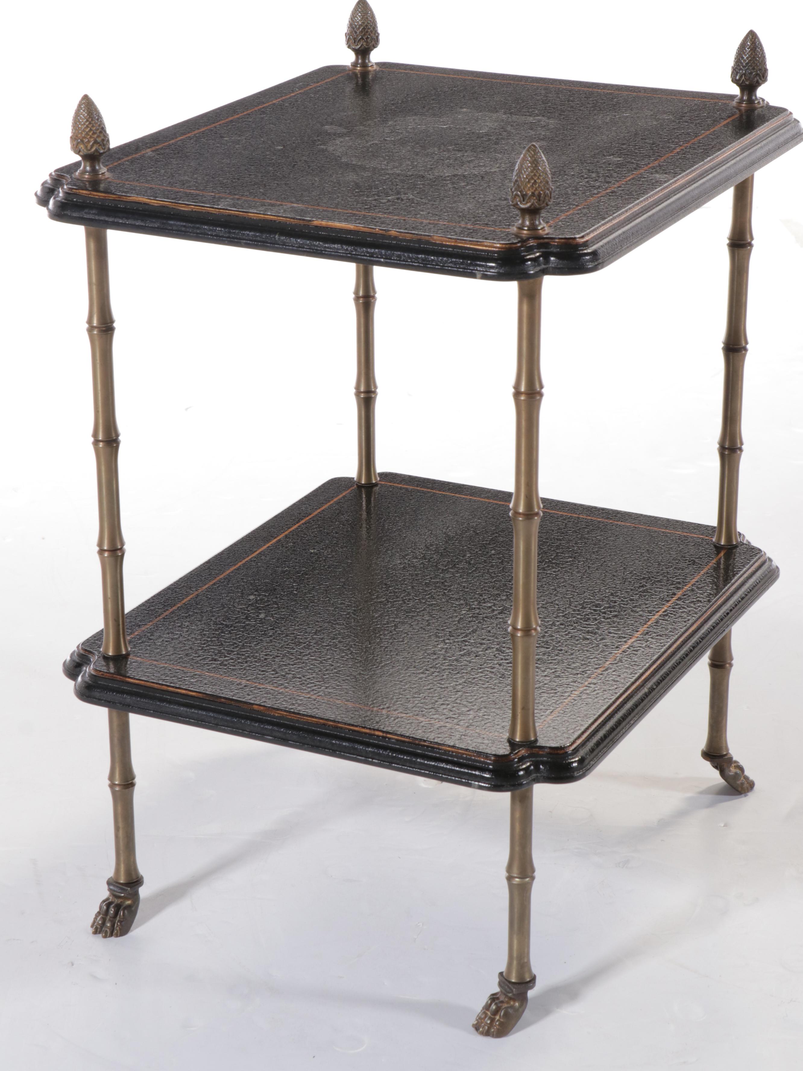 Venetian Style Two-Tiered Brass Finial End Table