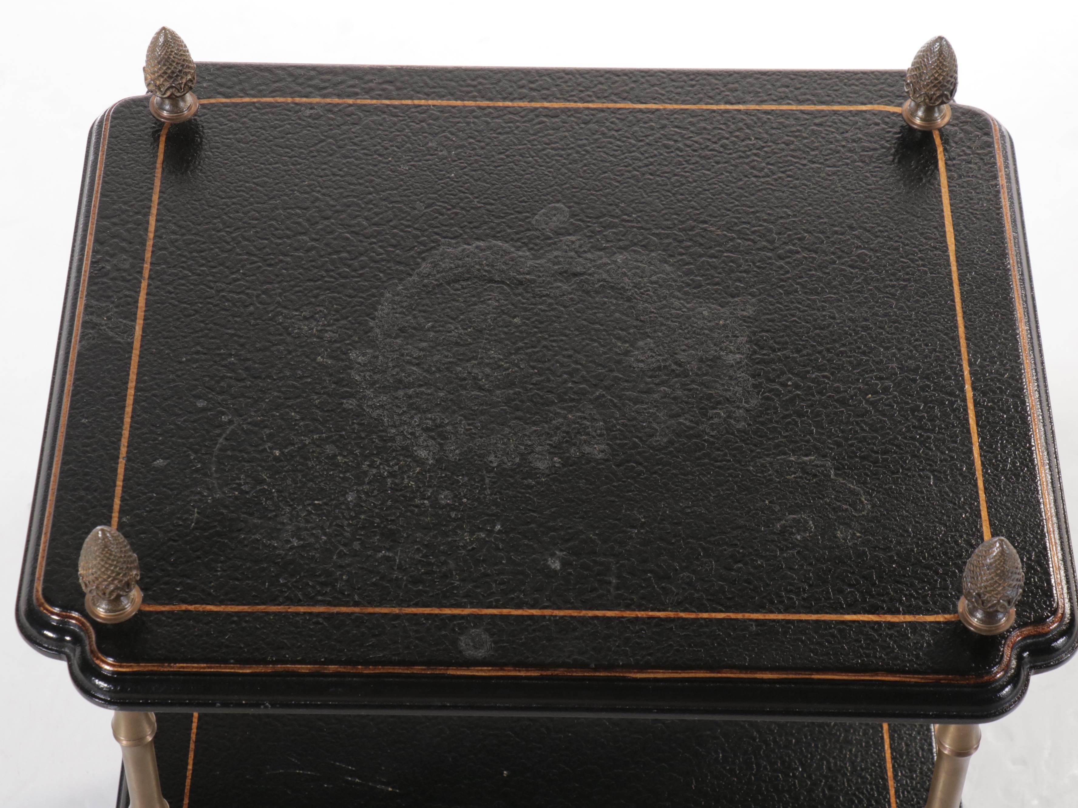 Venetian Style Two-Tiered Brass Finial End Table