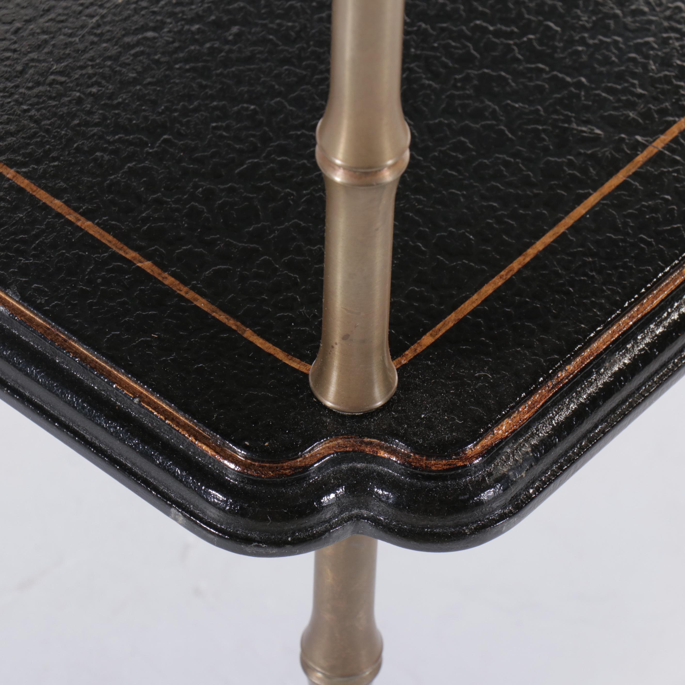 Venetian Style Two-Tiered Brass Finial End Table