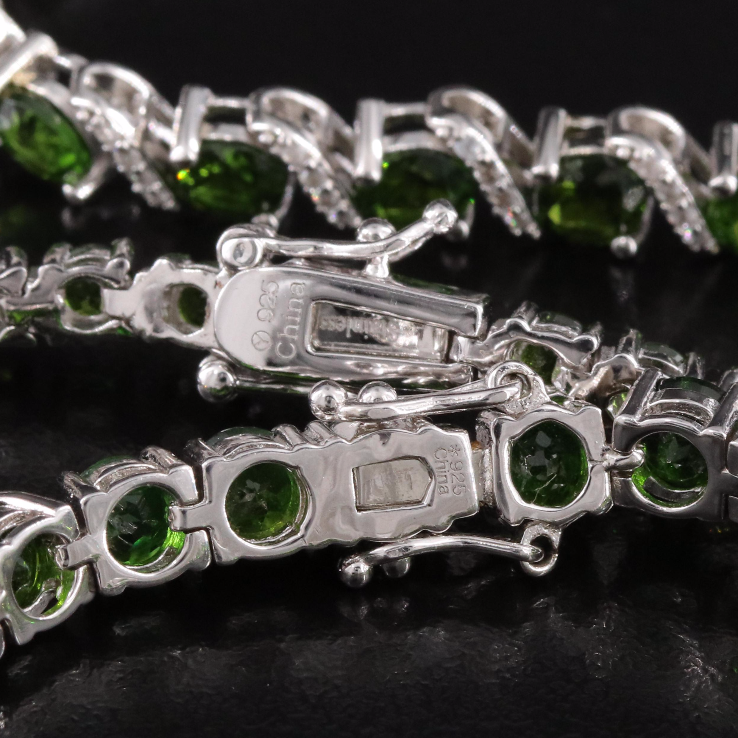 Sterling Diopside, Zircon and Diamond Ring and Bracelets