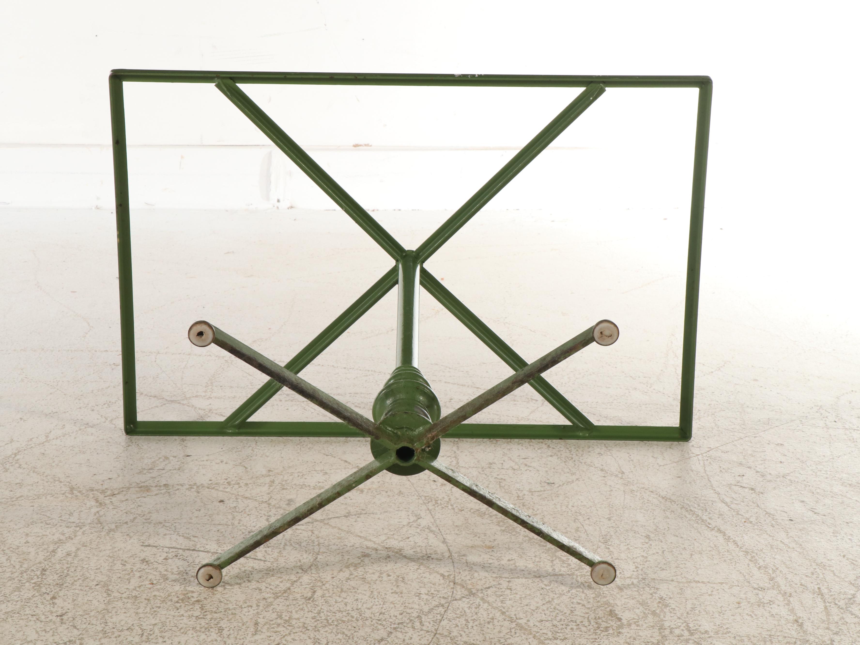 Vintage Green Wrought Iron Patio Bistro Table with Chairs