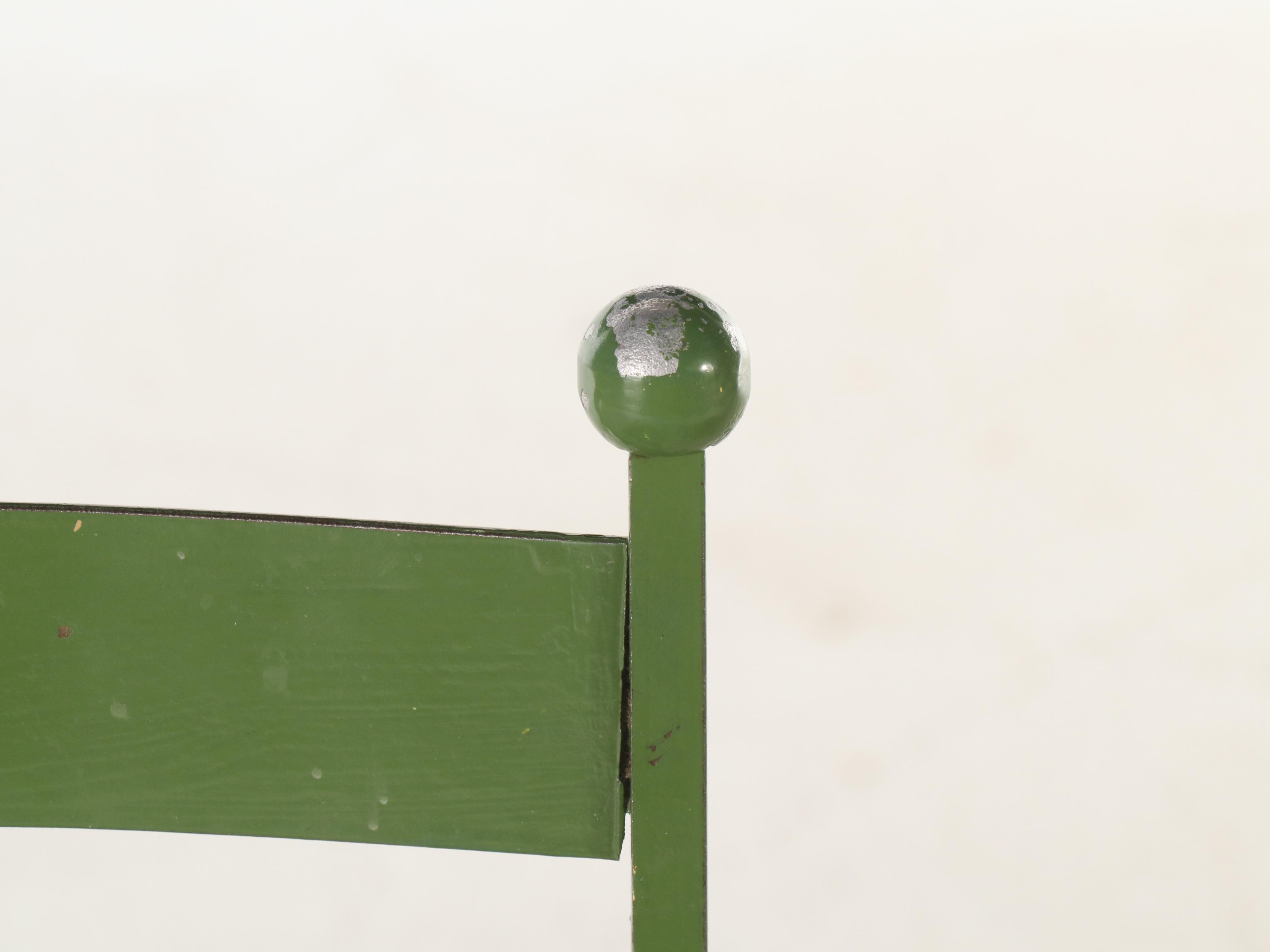 Vintage Green Wrought Iron Patio Bistro Table with Chairs