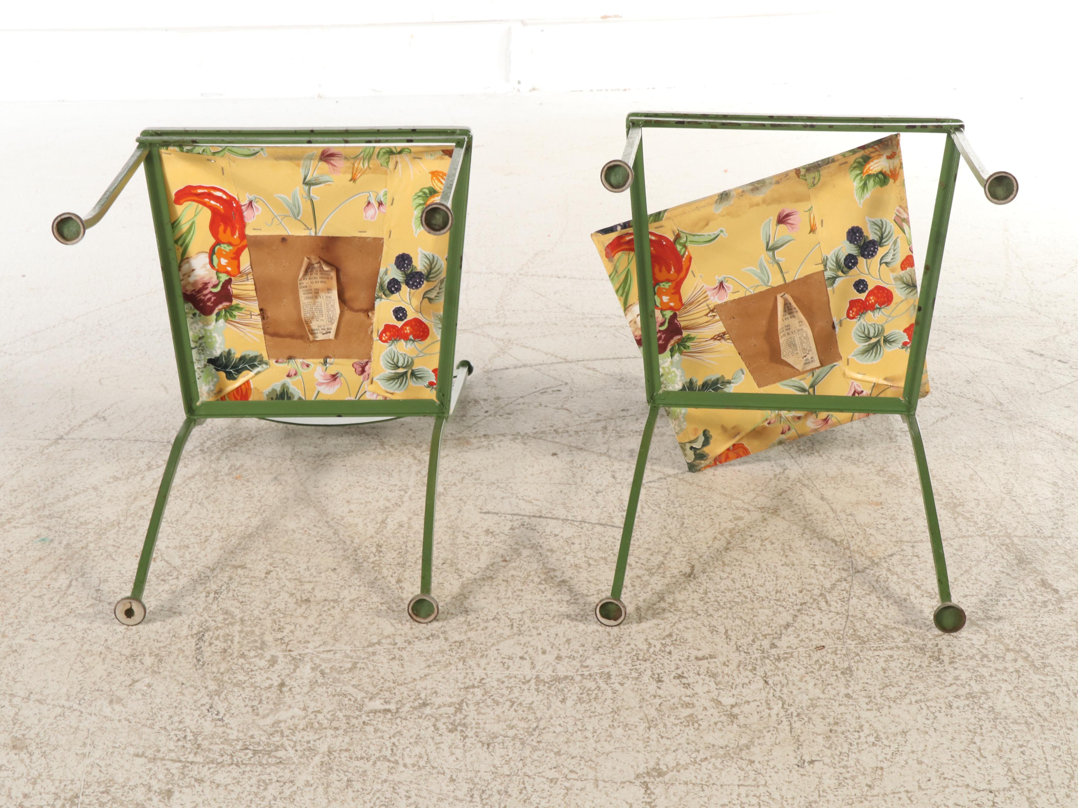 Vintage Green Wrought Iron Patio Bistro Table with Chairs