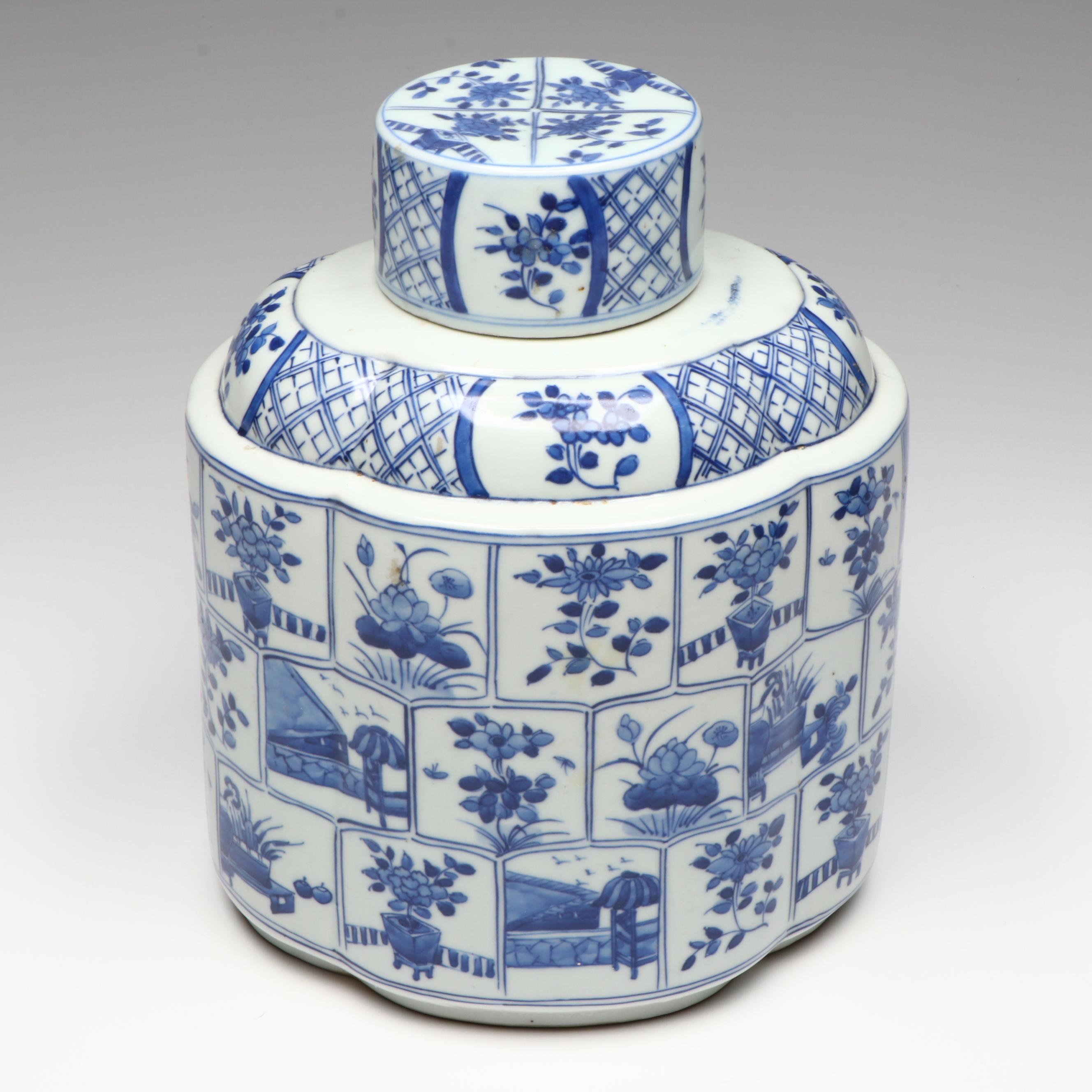 Antique Chinese Qing Dynasty Porcelain Tea Caddies, 19th Century