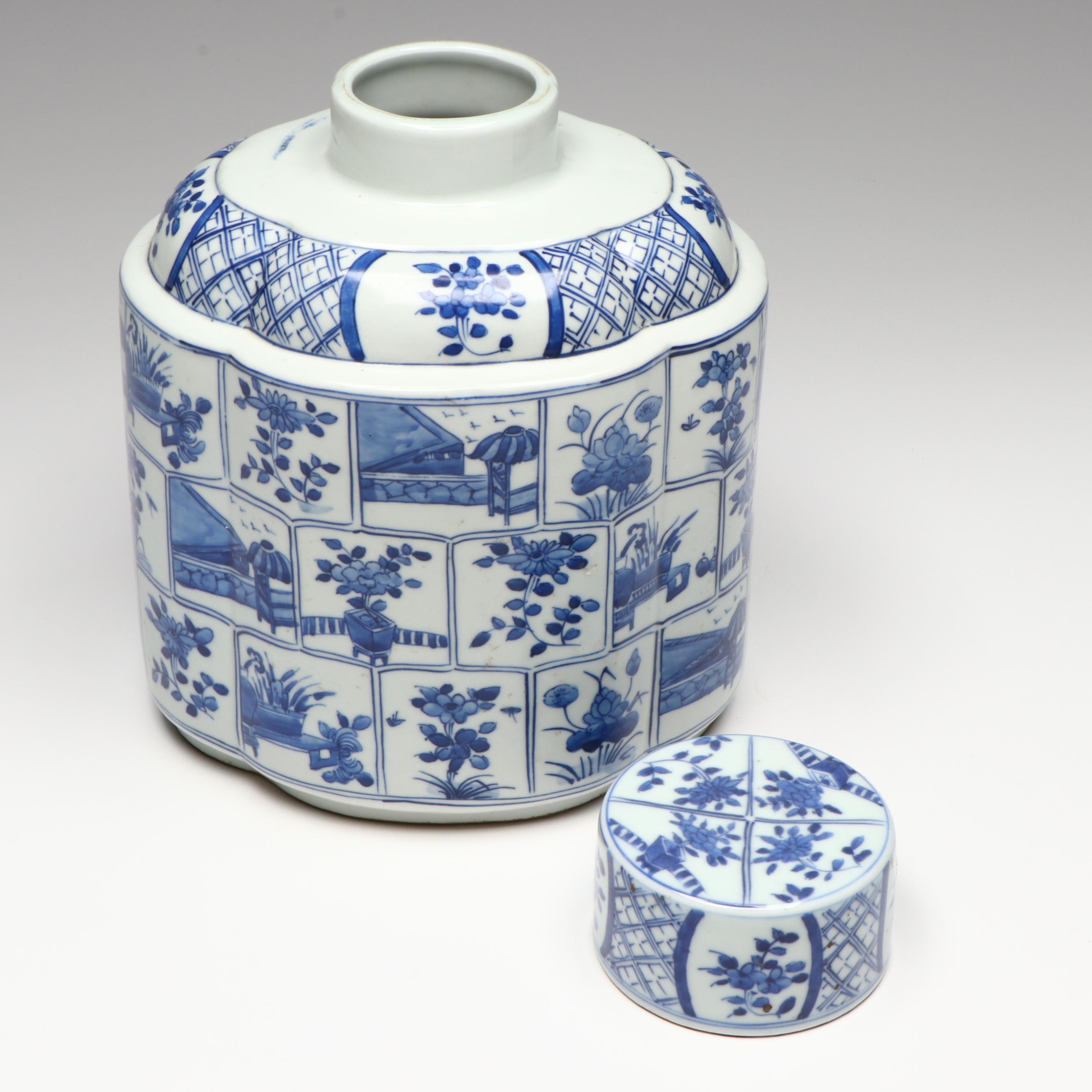 Antique Chinese Qing Dynasty Porcelain Tea Caddies, 19th Century