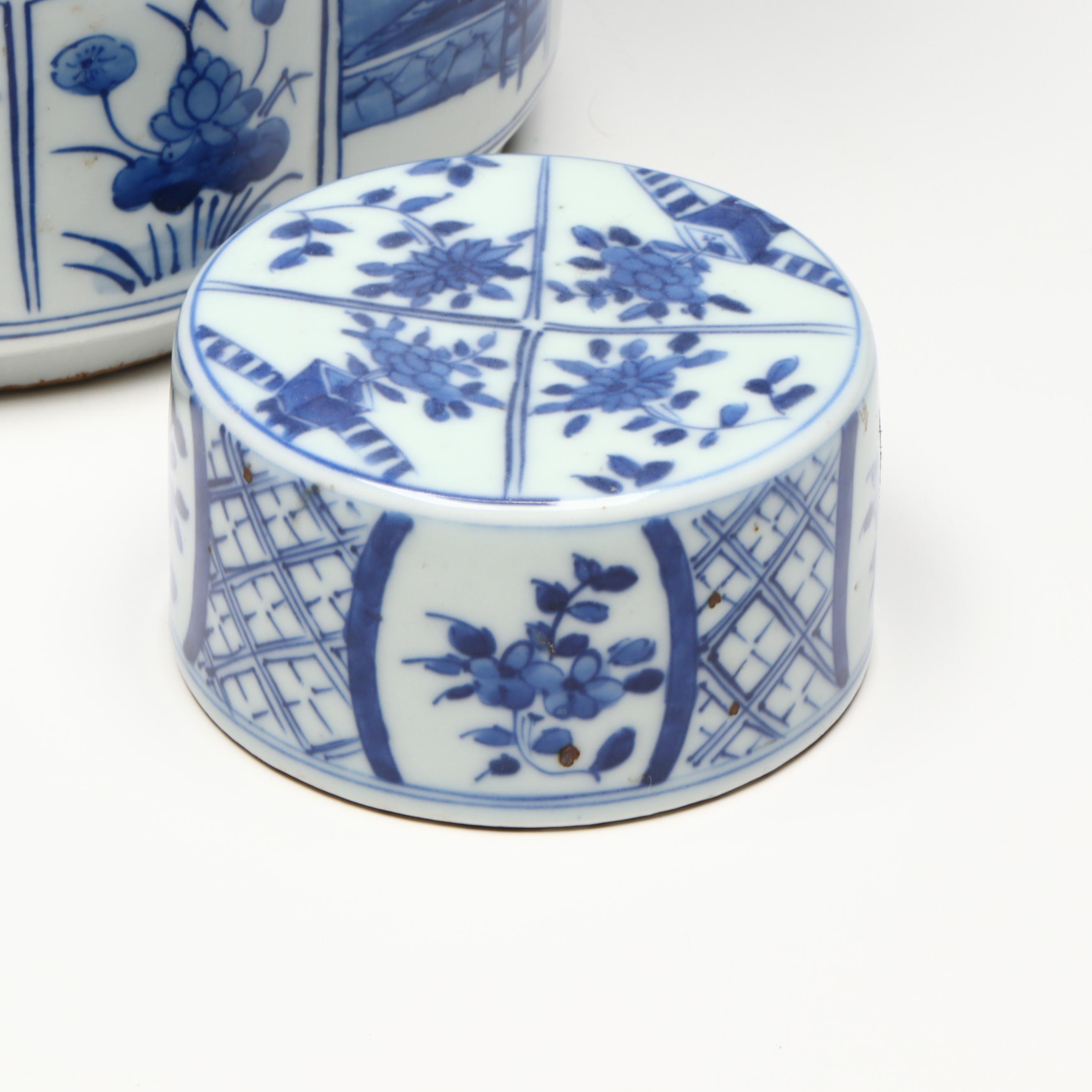 Antique Chinese Qing Dynasty Porcelain Tea Caddies, 19th Century