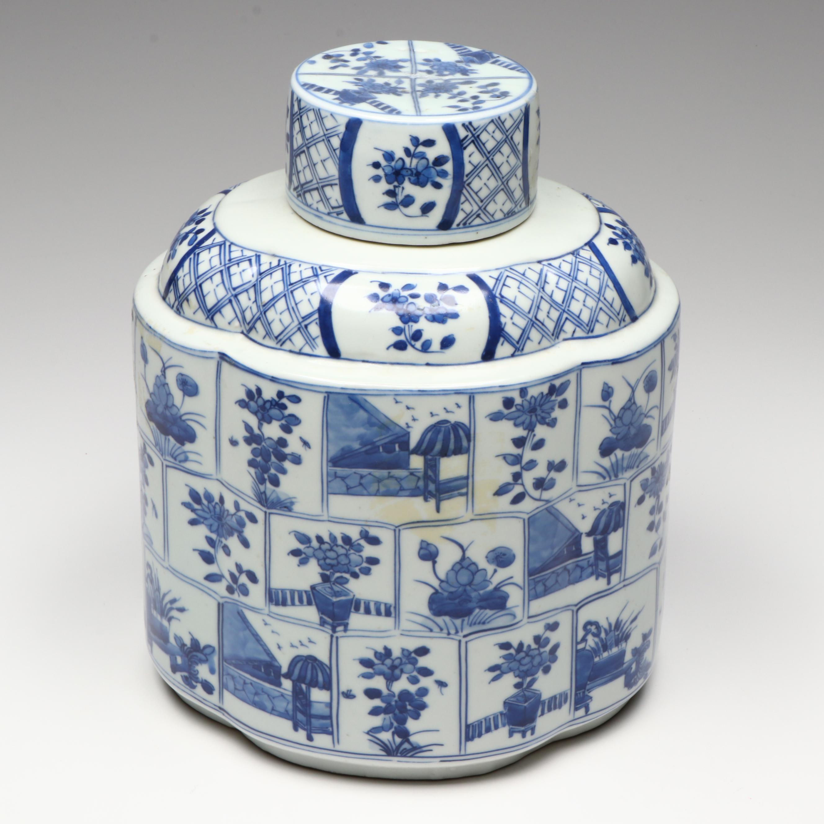 Antique Chinese Qing Dynasty Porcelain Tea Caddies, 19th Century
