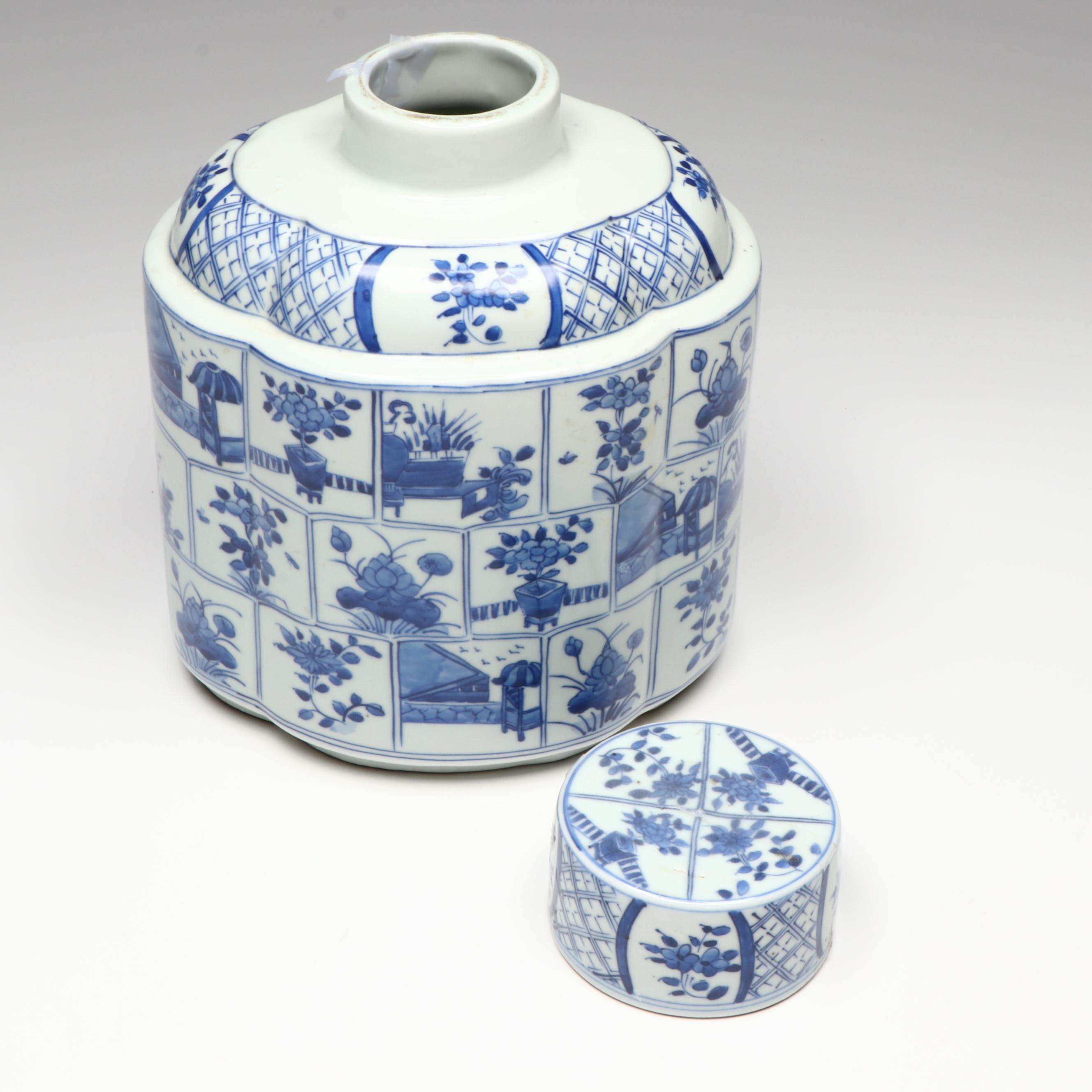 Antique Chinese Qing Dynasty Porcelain Tea Caddies, 19th Century
