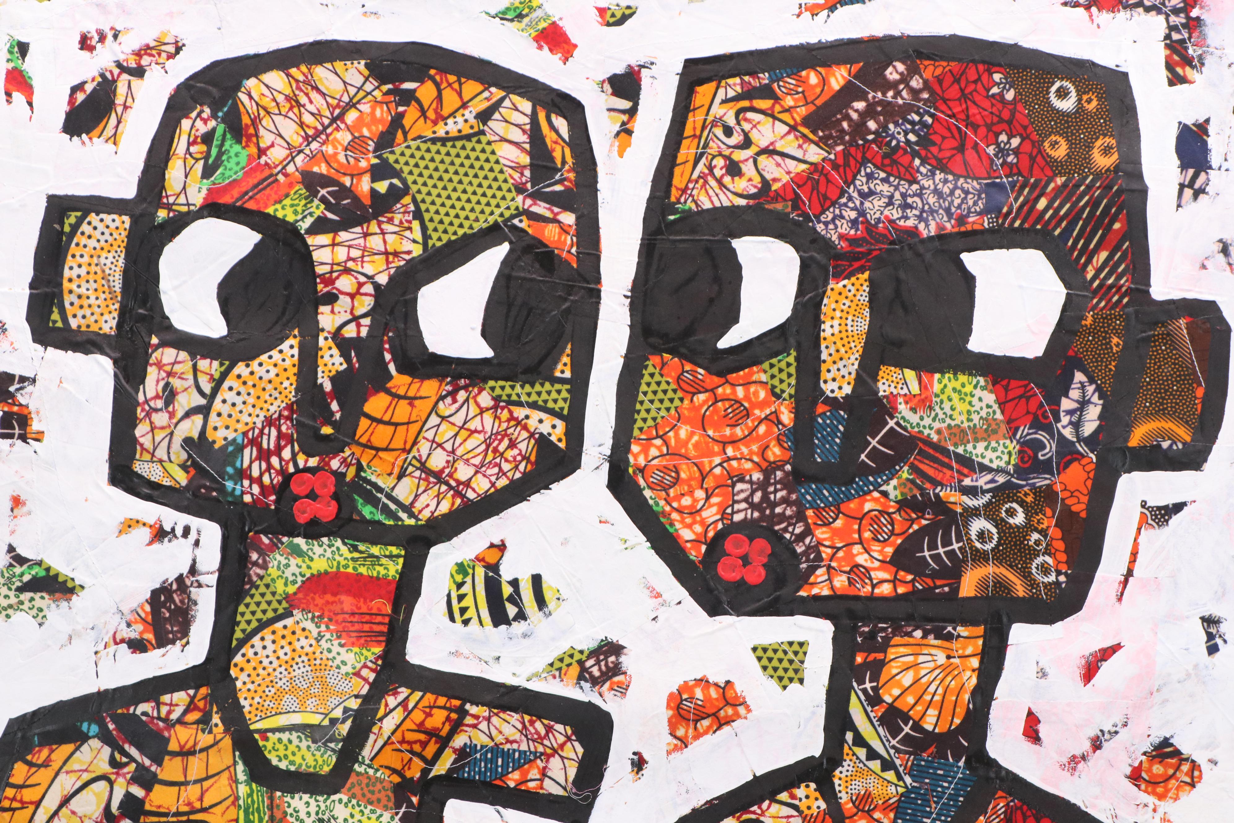 Abiola Idowu Modern Figural Mixed Media Painting "I Love You," 2024