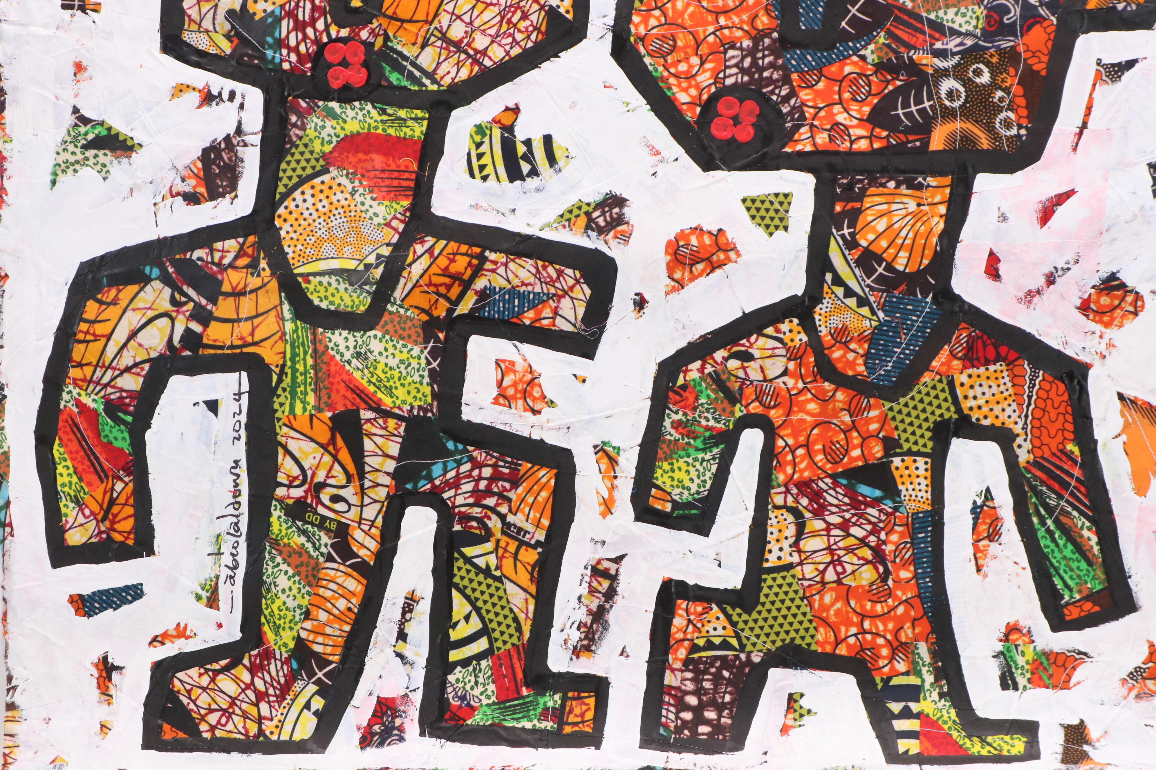 Abiola Idowu Modern Figural Mixed Media Painting "I Love You," 2024