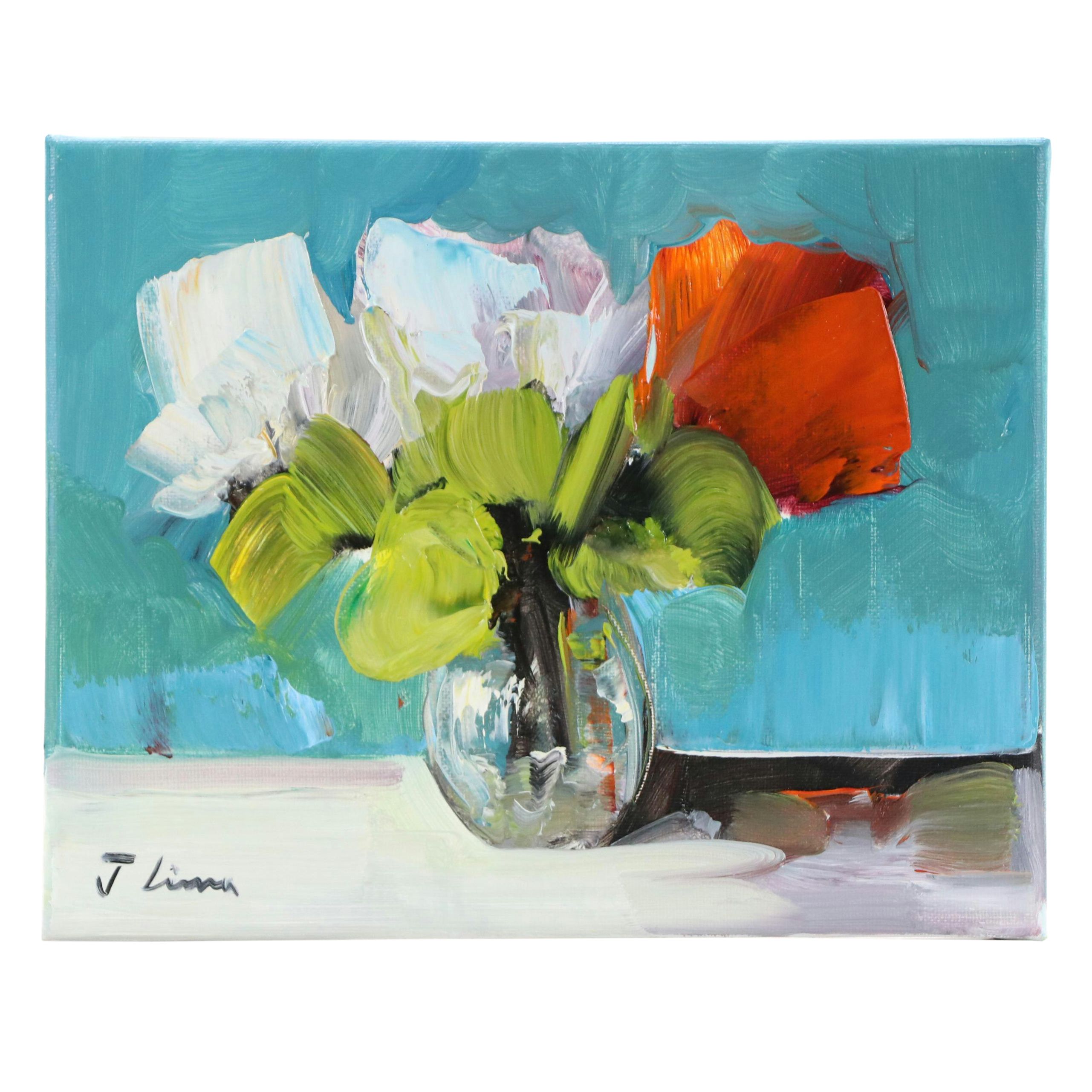 José M. Lima Floral Still Life Oil Painting, 2025