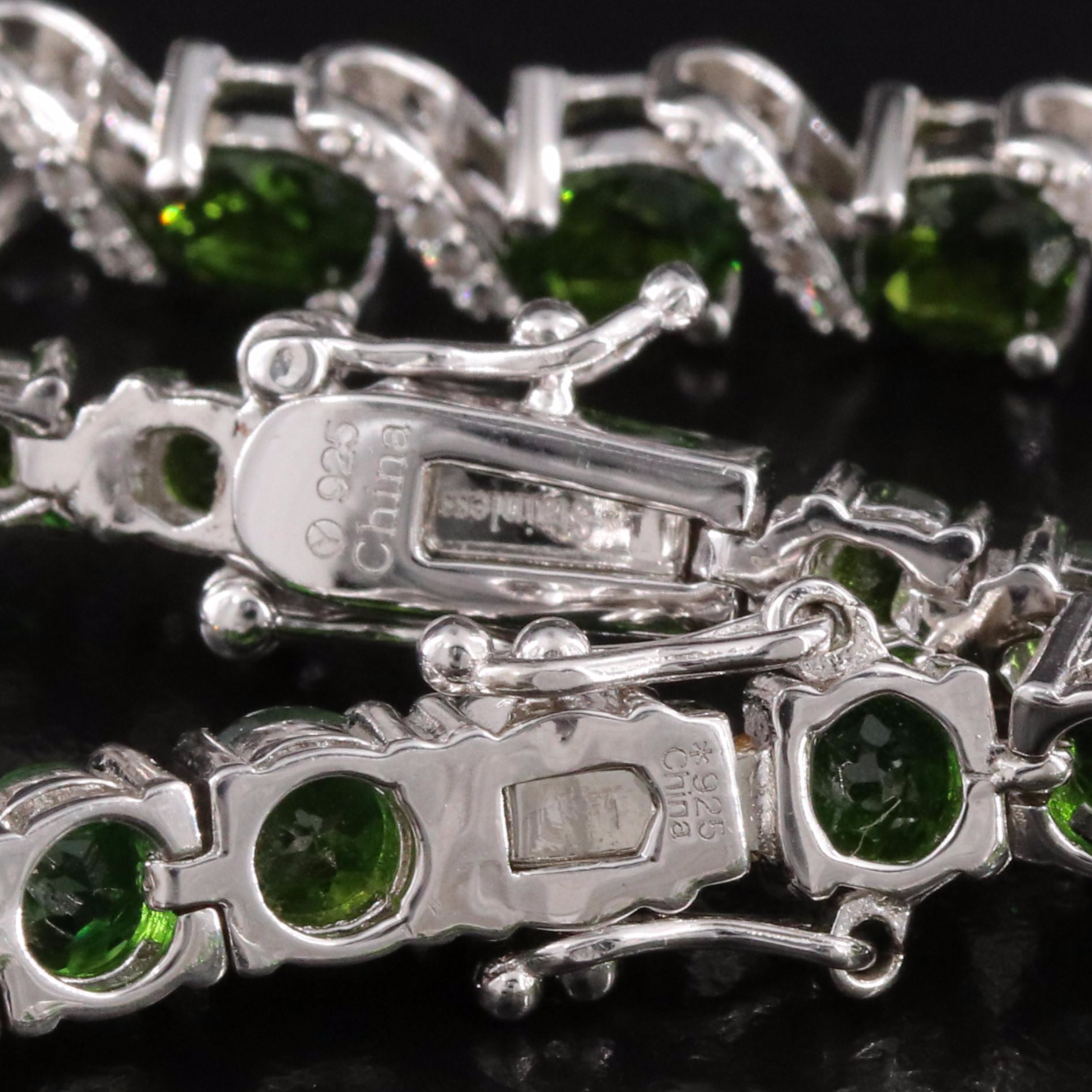 Sterling Diopside, Zircon and Diamond Ring and Bracelets