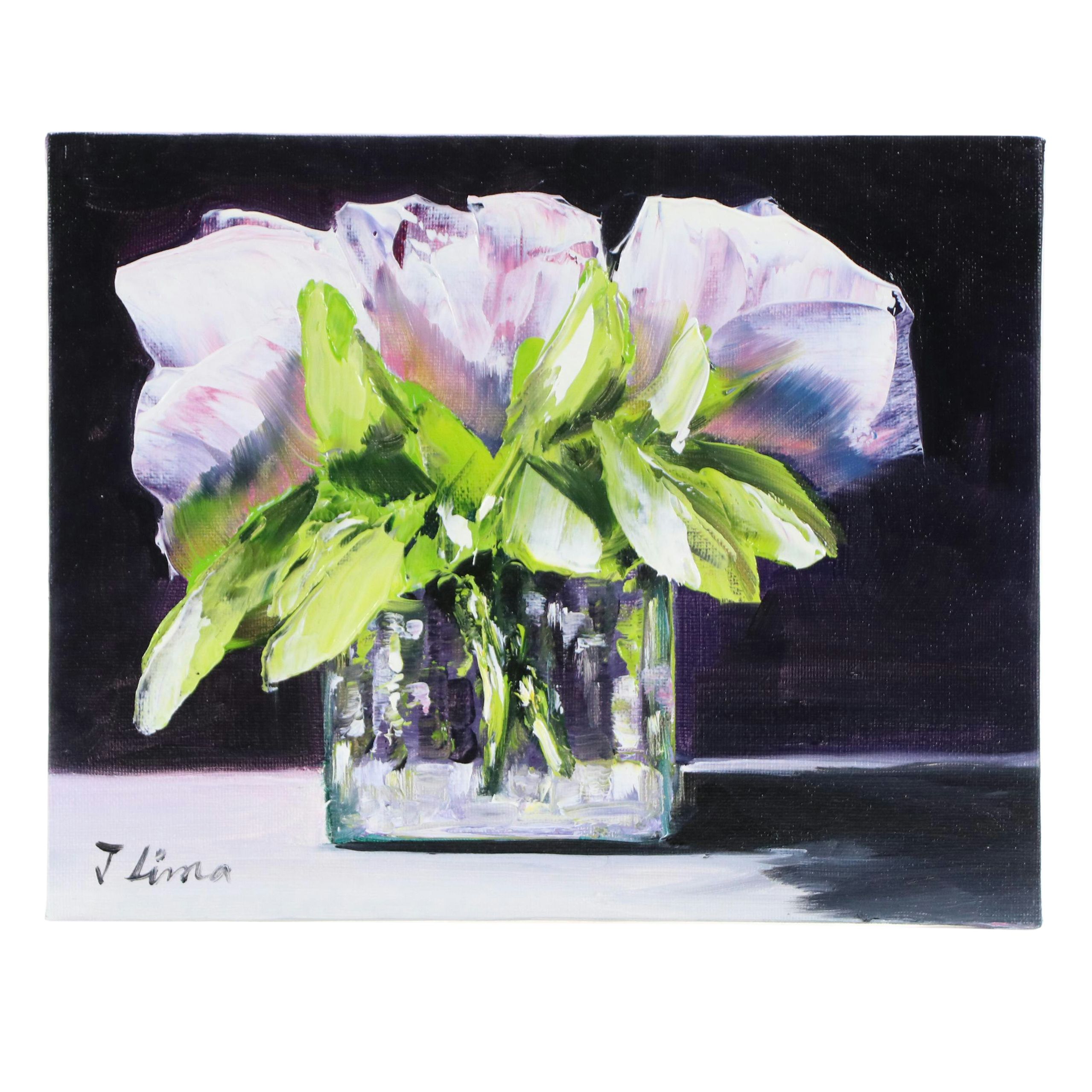 José M. Lima Floral Still Life Oil Painting, 2025