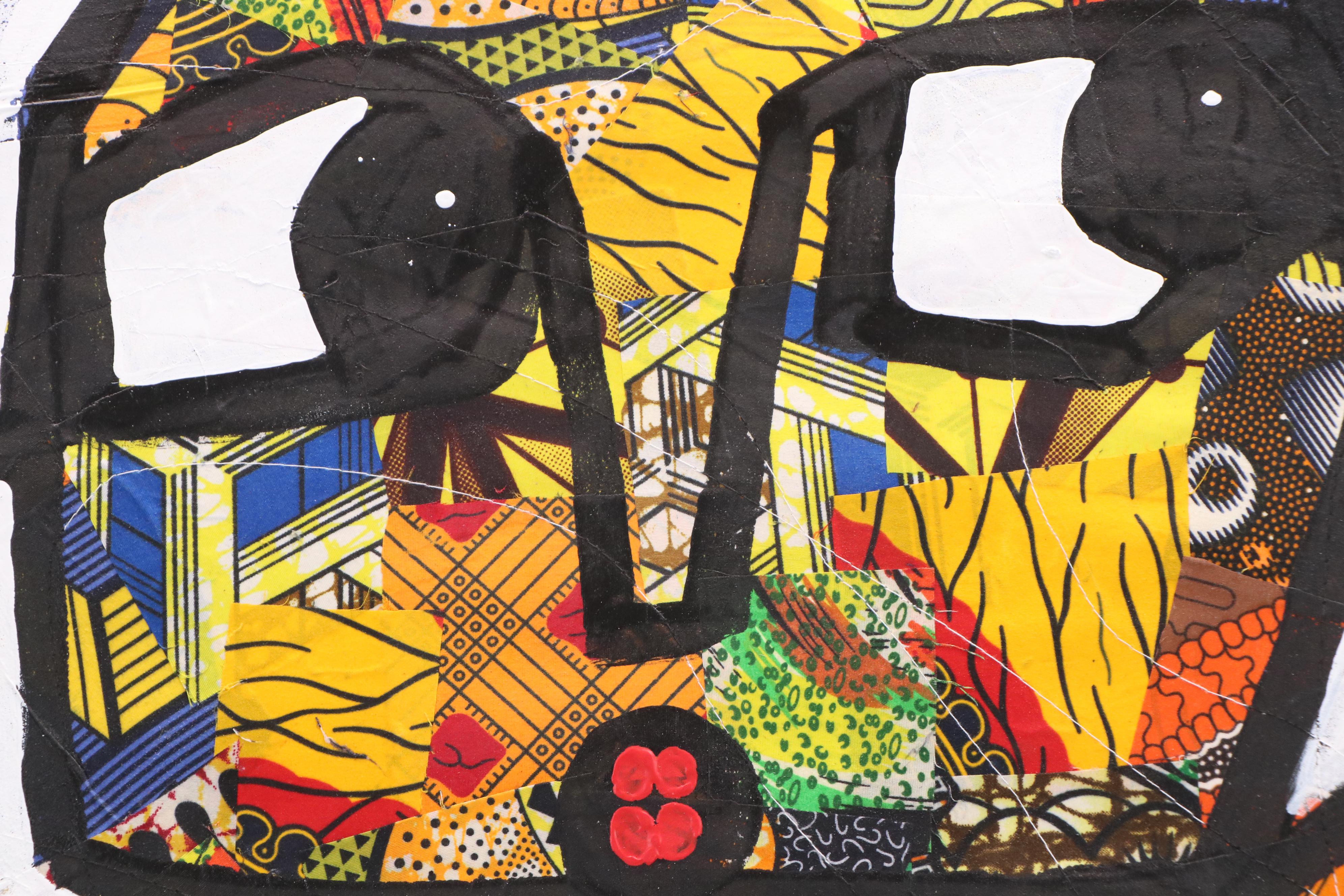 Abiola Idowu Modern Mixed Media Painting "Sensawe to Love," 2024