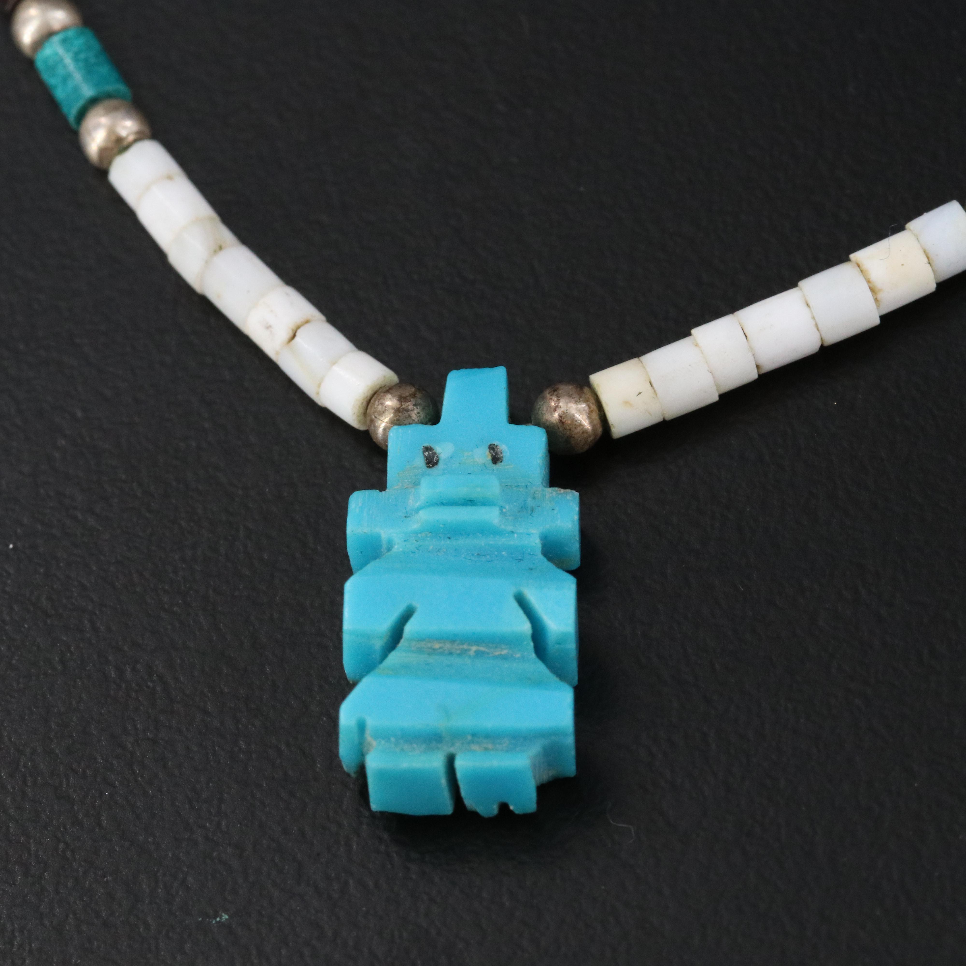 Sterling Artist-Signed Jewelry with Turquoise, Mother-of-Pearl and Bone