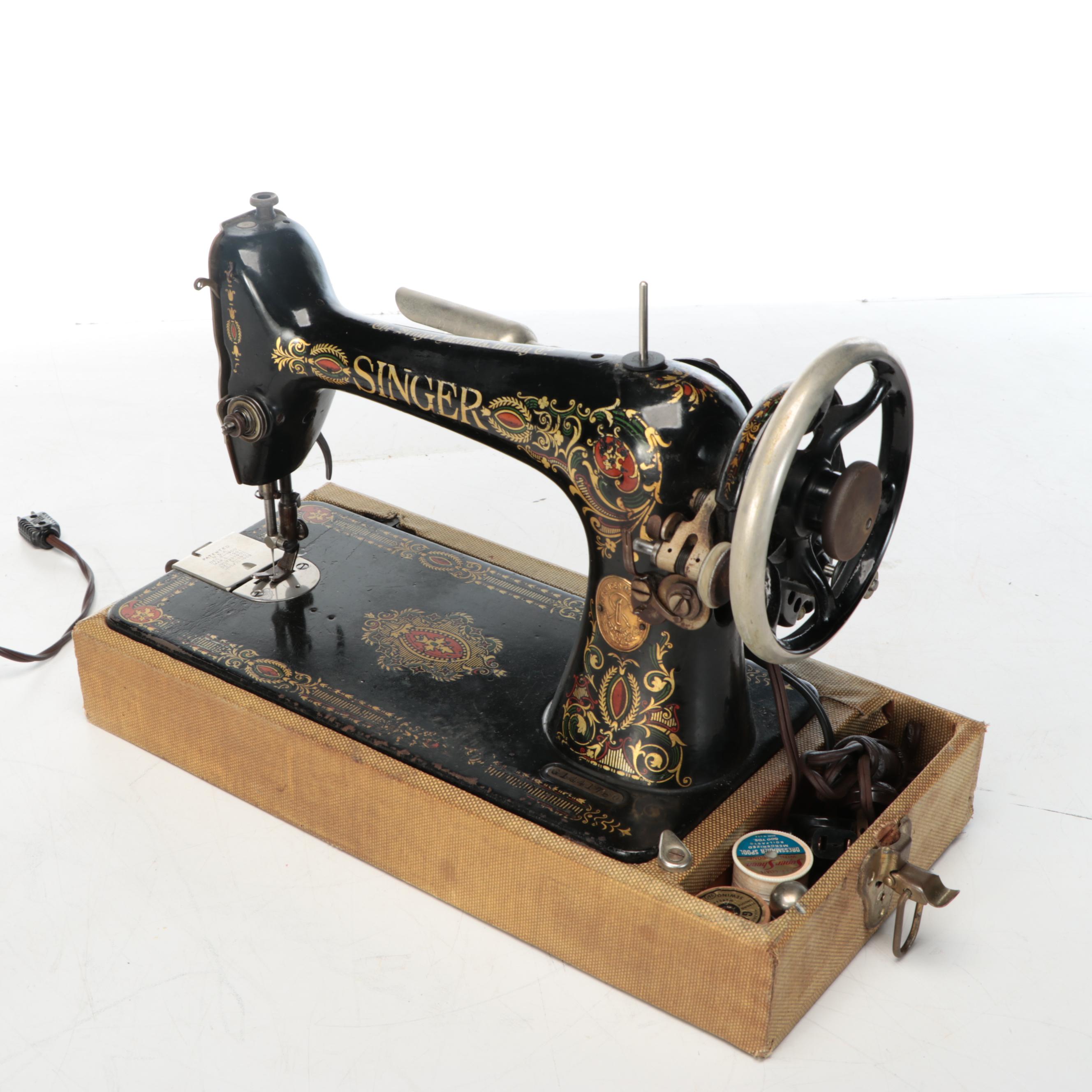 Singer Sewing Machine with Case, Early 20th Century
