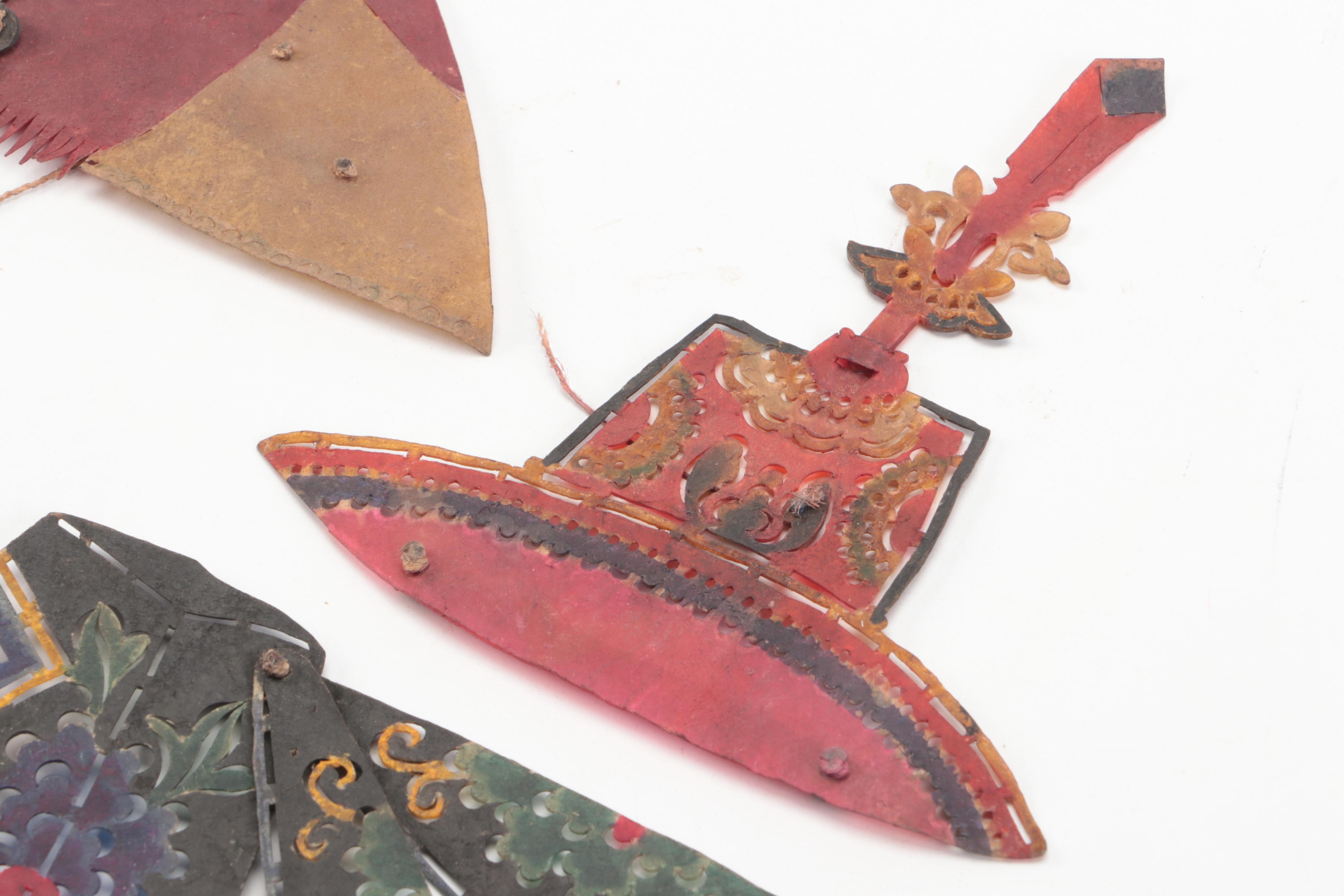 Chinese Qing Dynasty Style Hat Painted Vellum Shadow Puppet Accessories