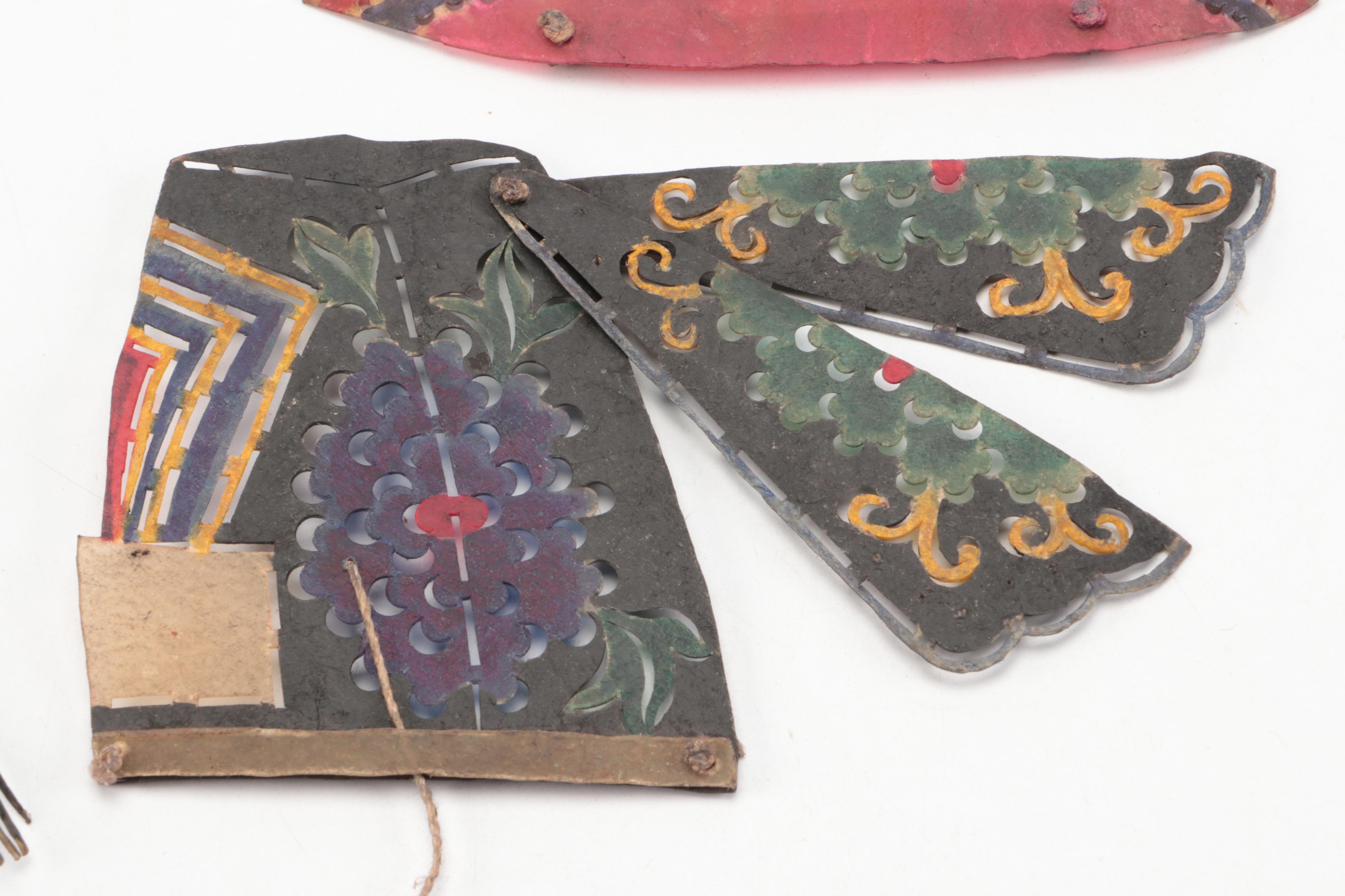 Chinese Qing Dynasty Style Hat Painted Vellum Shadow Puppet Accessories