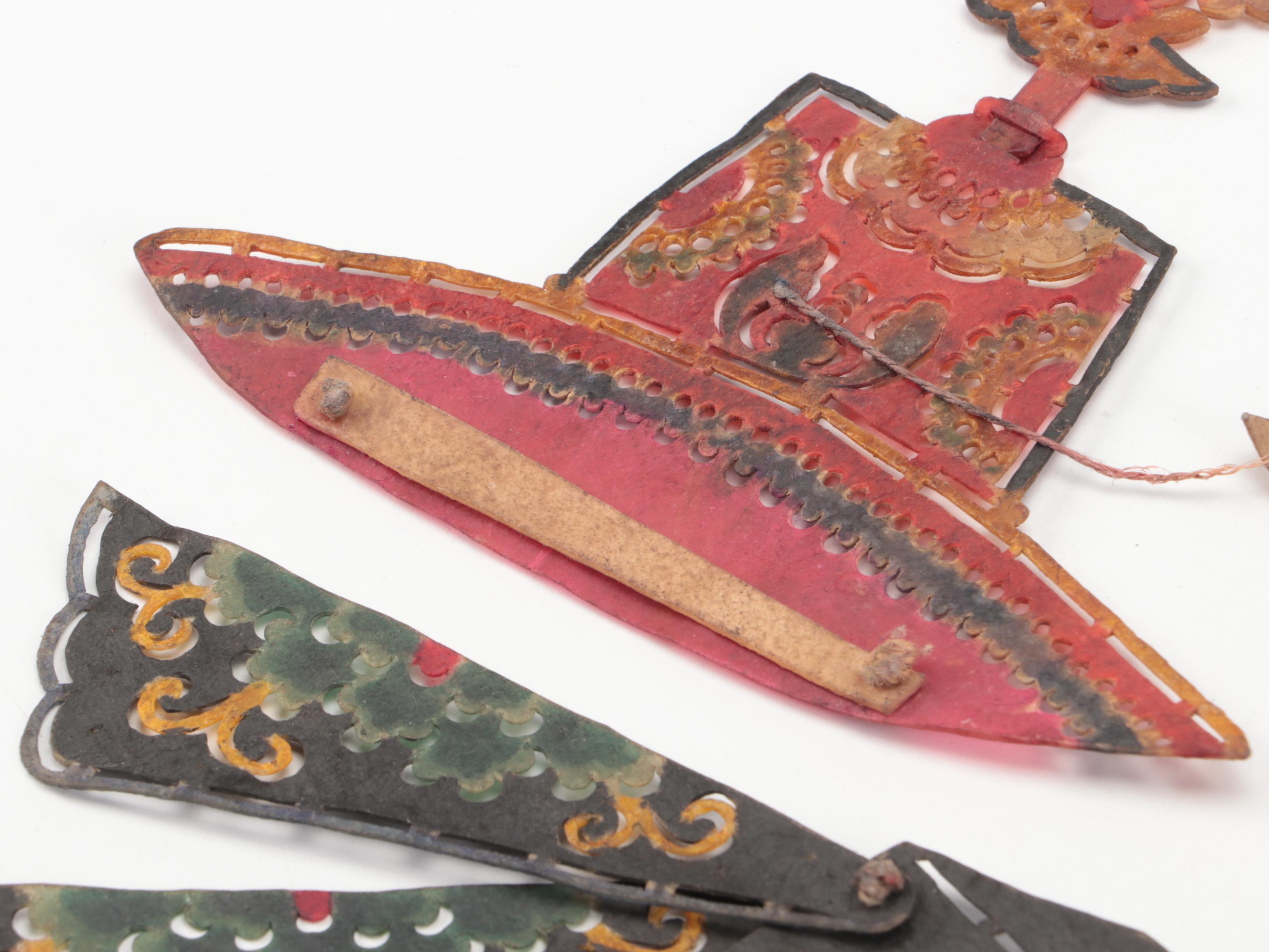 Chinese Qing Dynasty Style Hat Painted Vellum Shadow Puppet Accessories