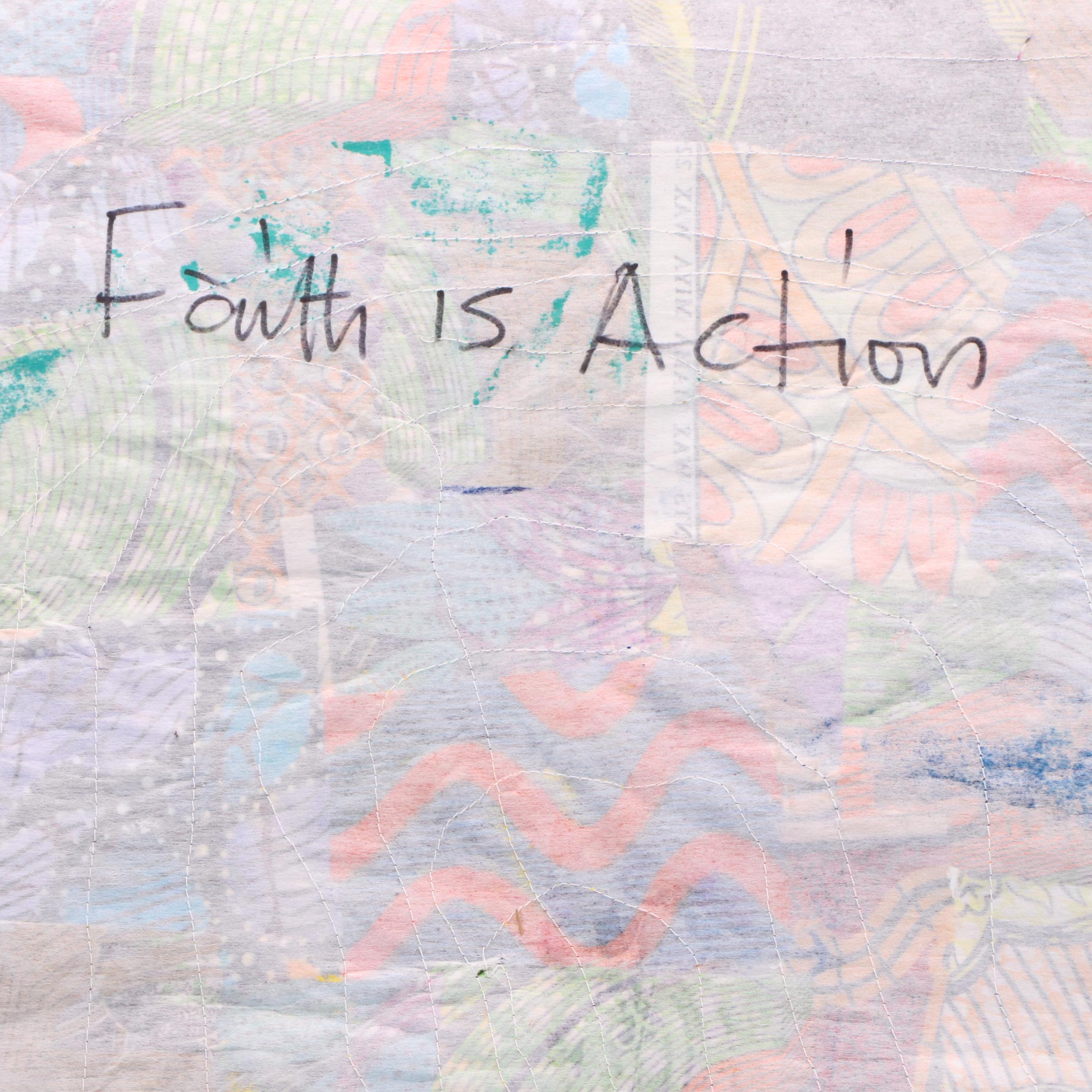 Abiola Idowu Abstract Mixed Media Painting "Faith is Action," 2024