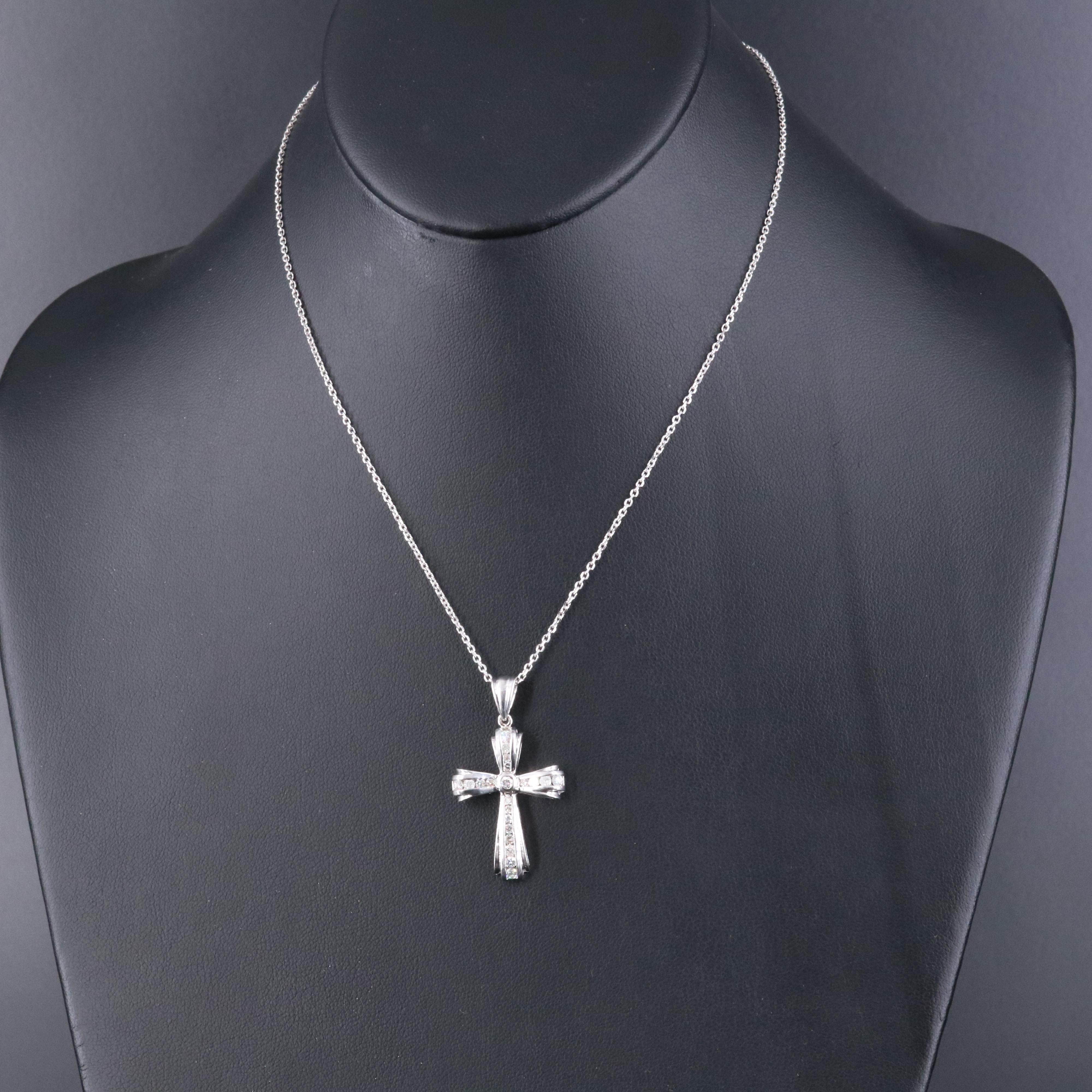 14K 0.70 CTW Diamond Cross Pendant Necklace