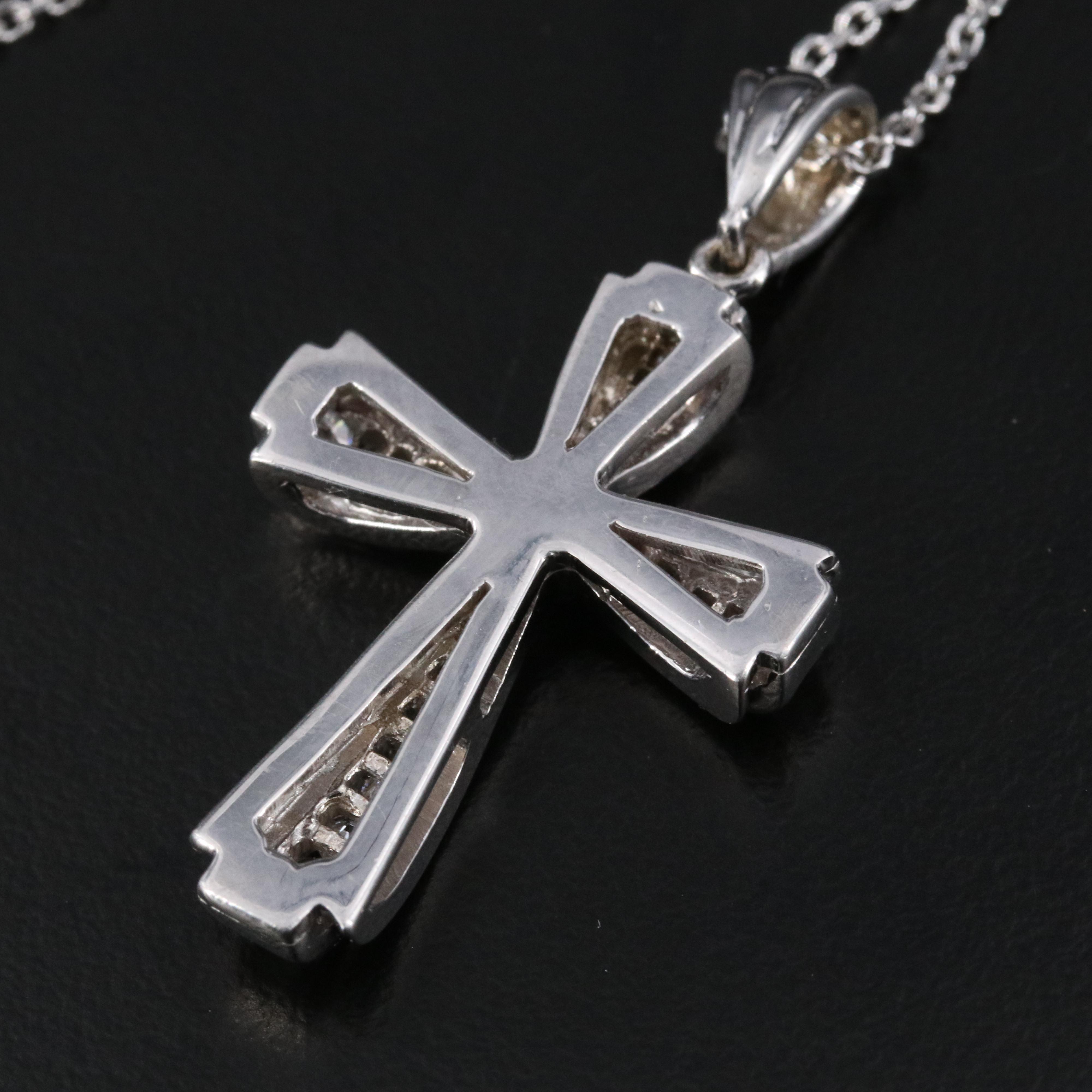 14K 0.70 CTW Diamond Cross Pendant Necklace