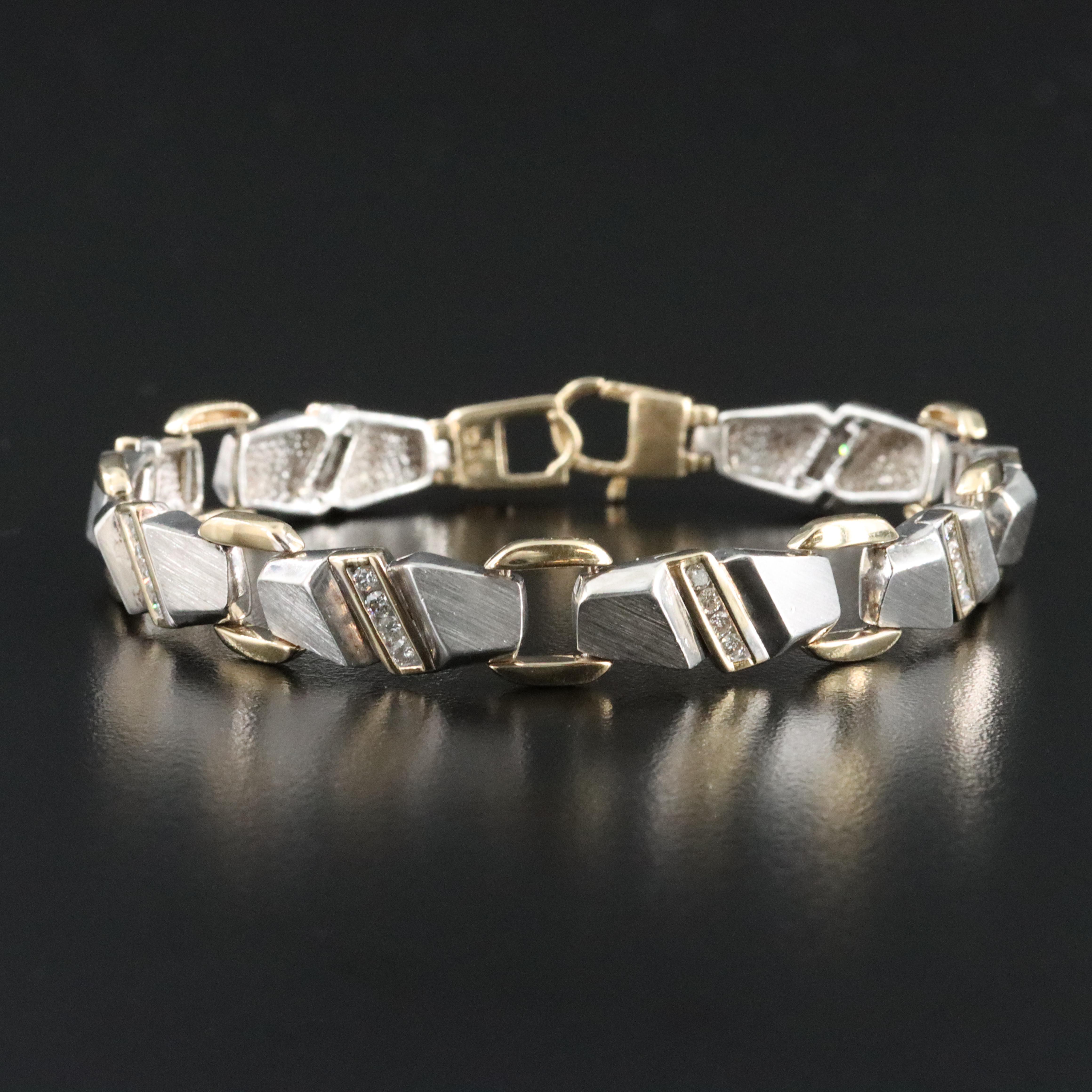 Sterling and 10K Diamond Bracelet