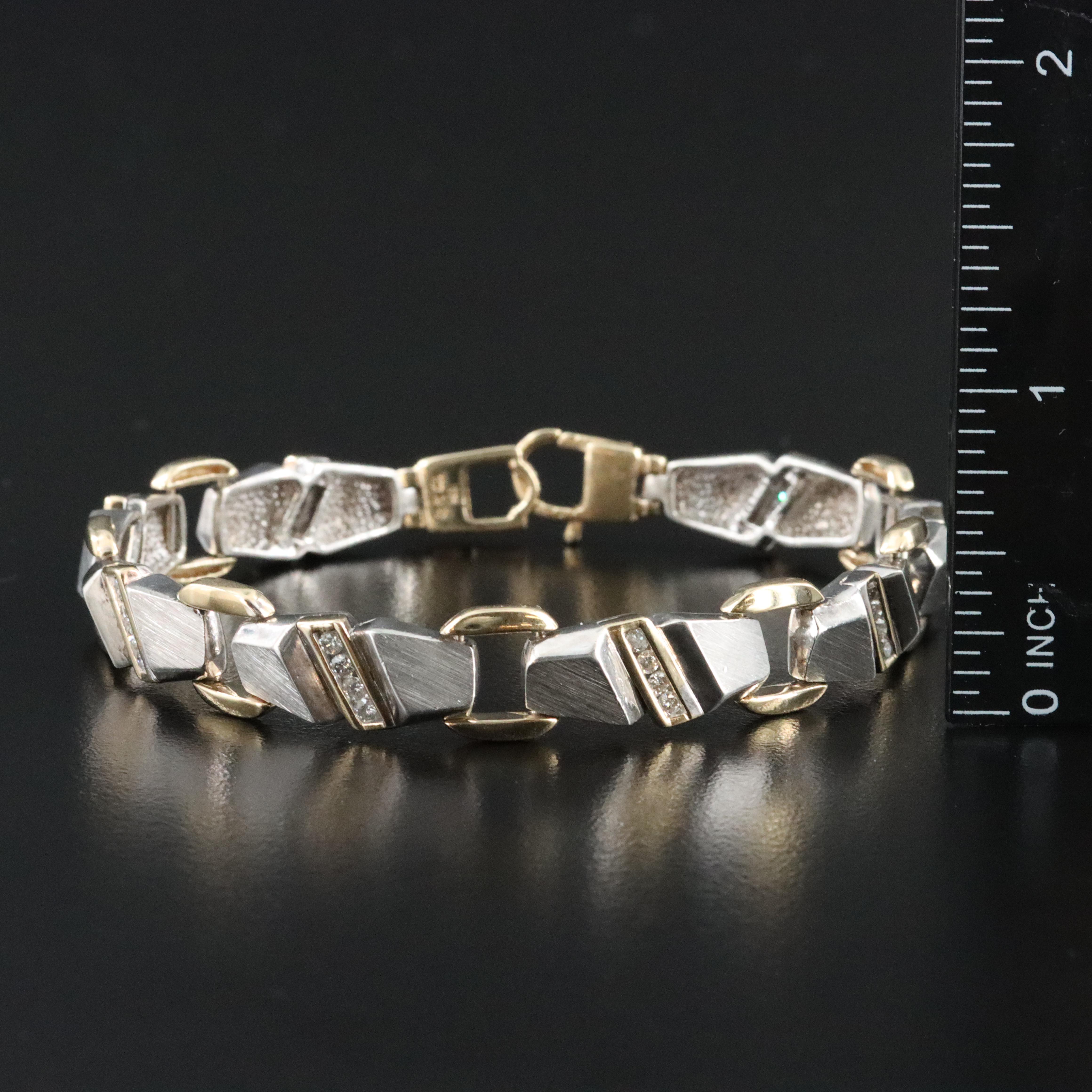 Sterling and 10K Diamond Bracelet