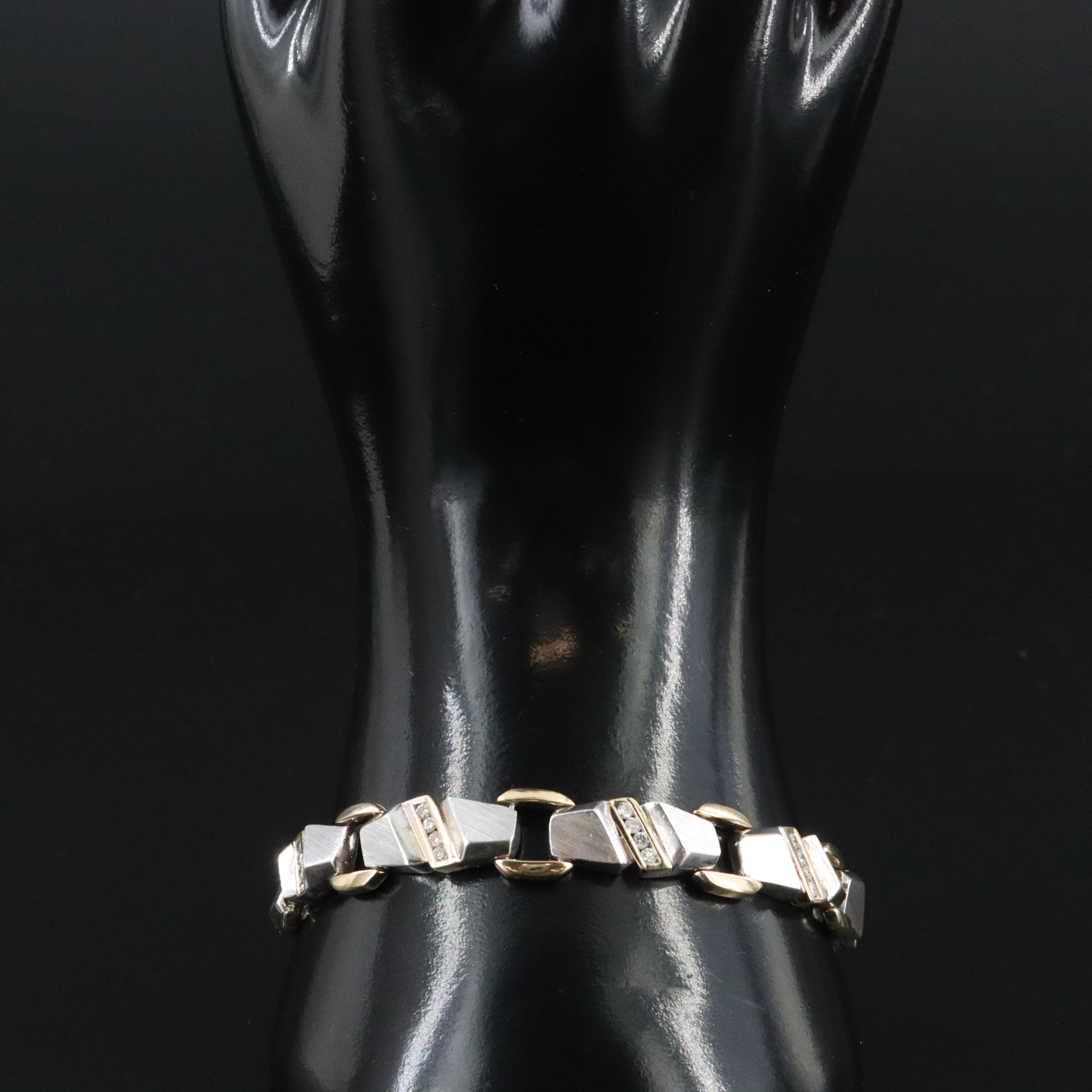 Sterling and 10K Diamond Bracelet