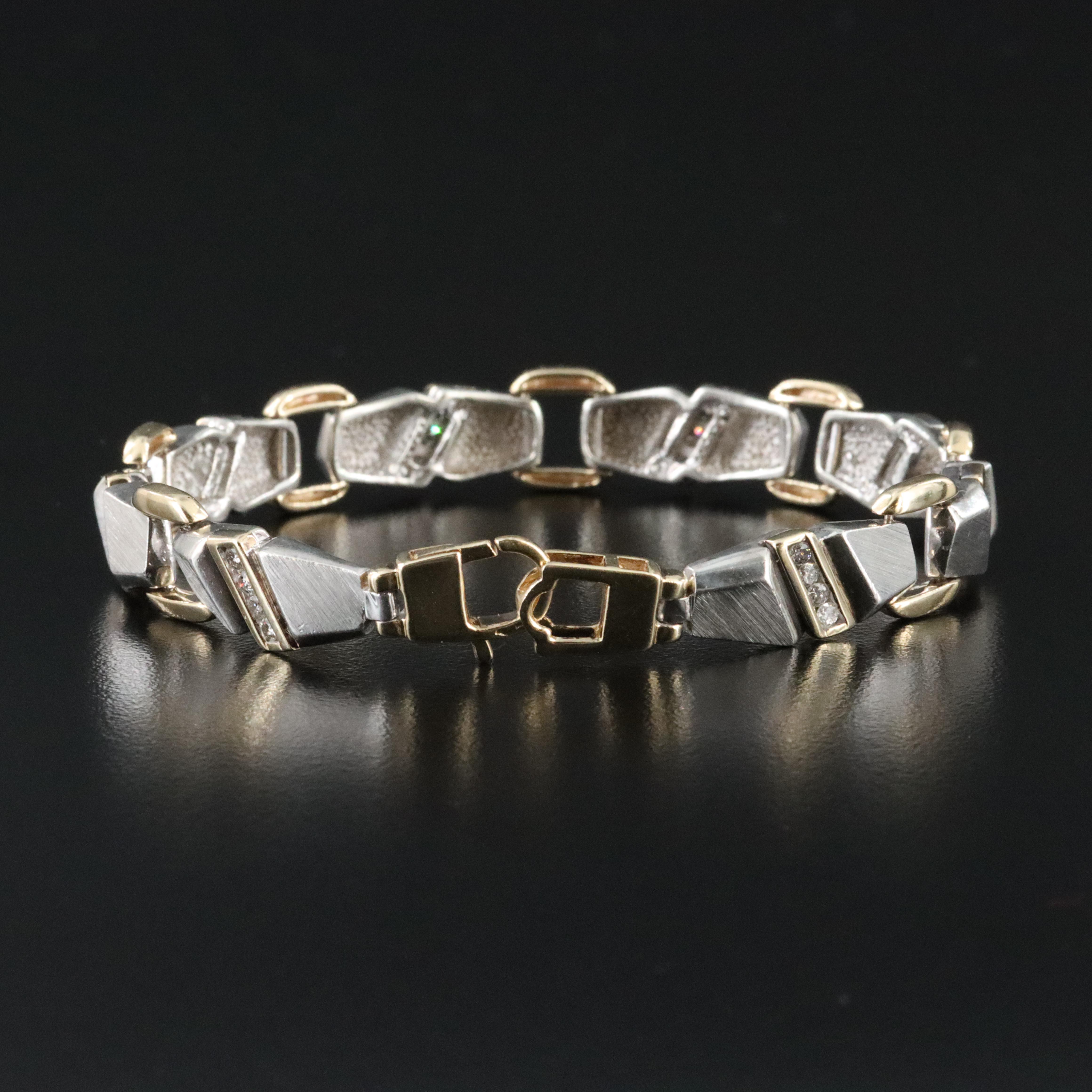 Sterling and 10K Diamond Bracelet