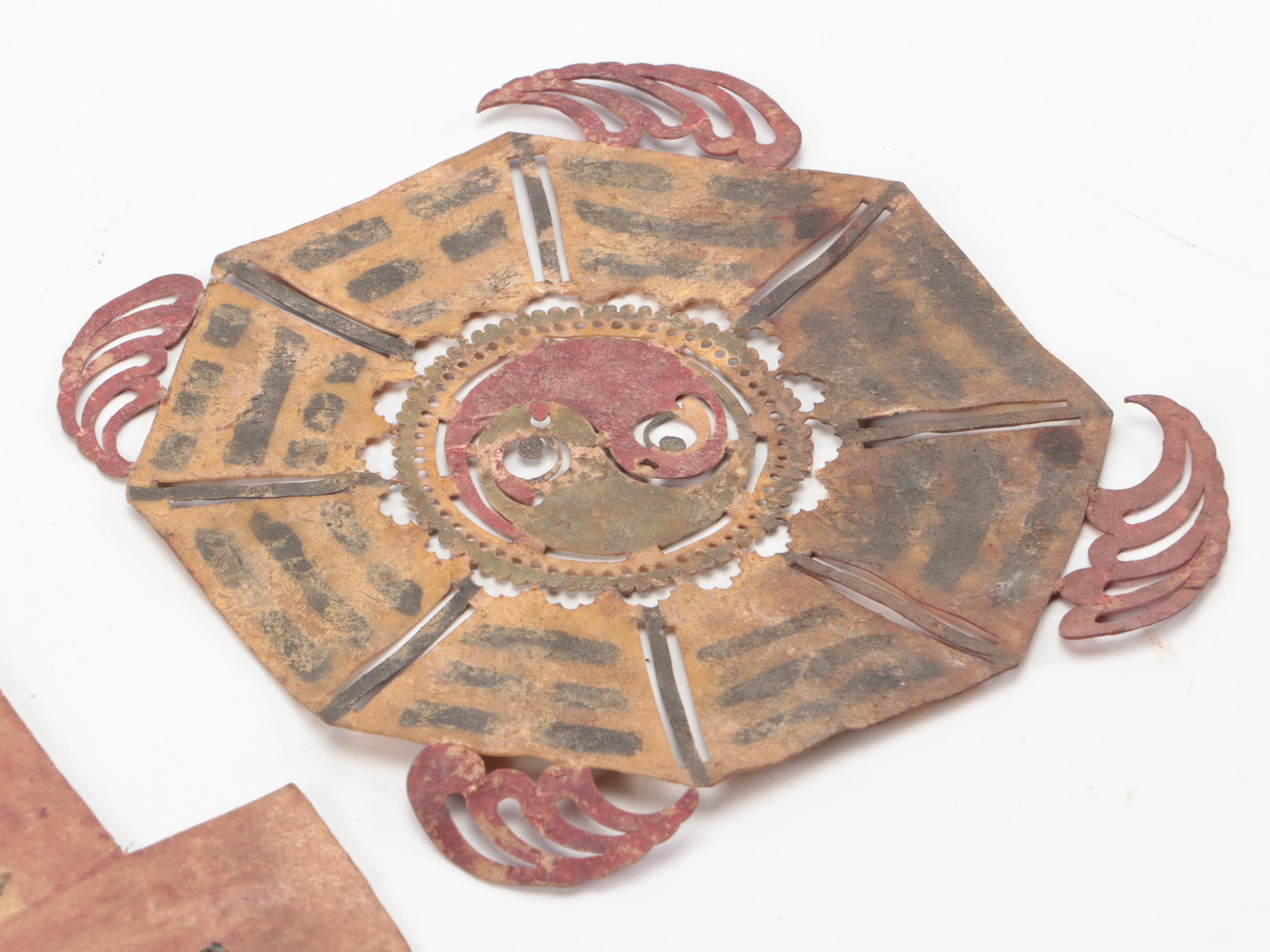 Chinese Spirit Tablet and Bagua Vellum Puppet Shadow Accessories