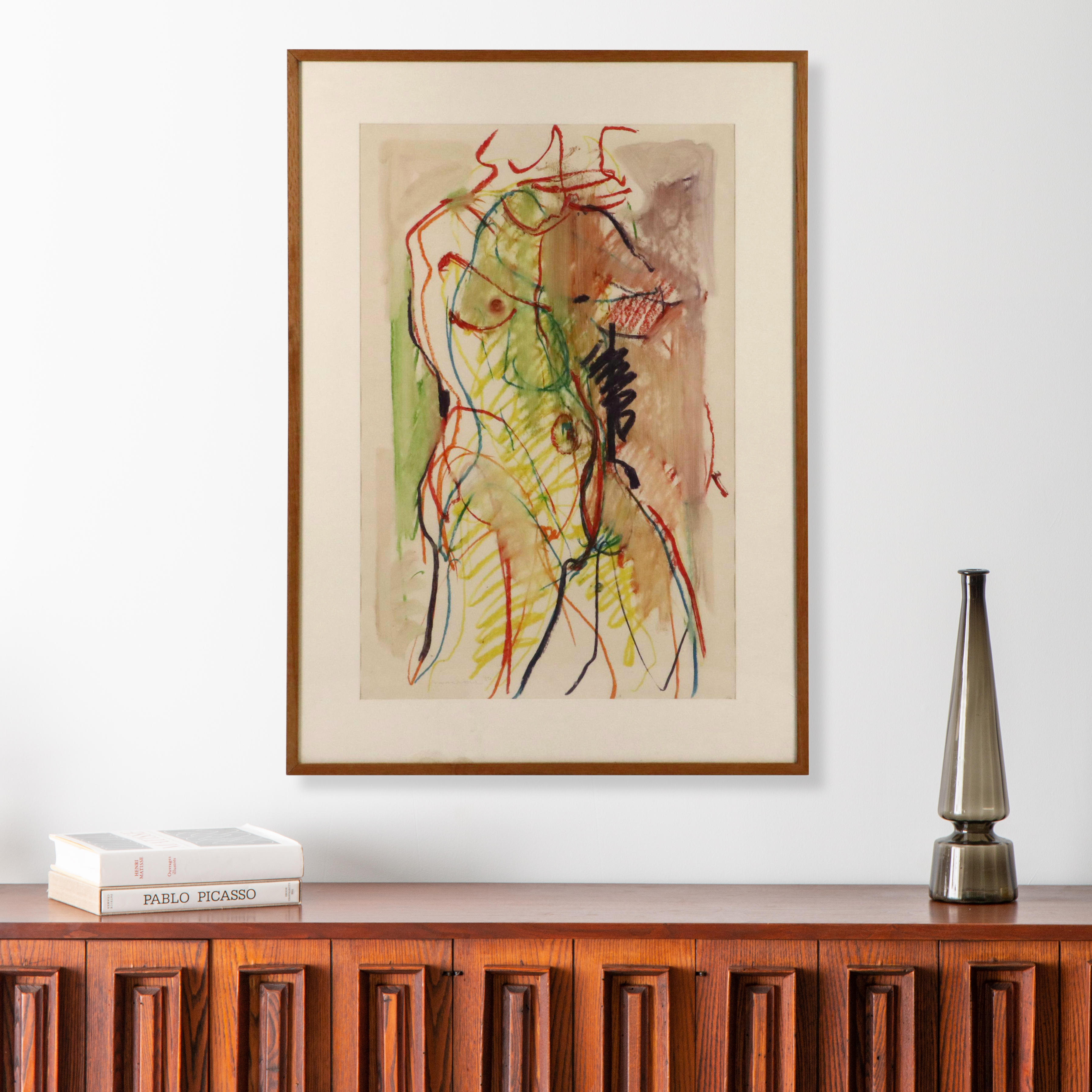 Jack Meanwell Expressionist Drawing "Figure #3," Late 20th Century