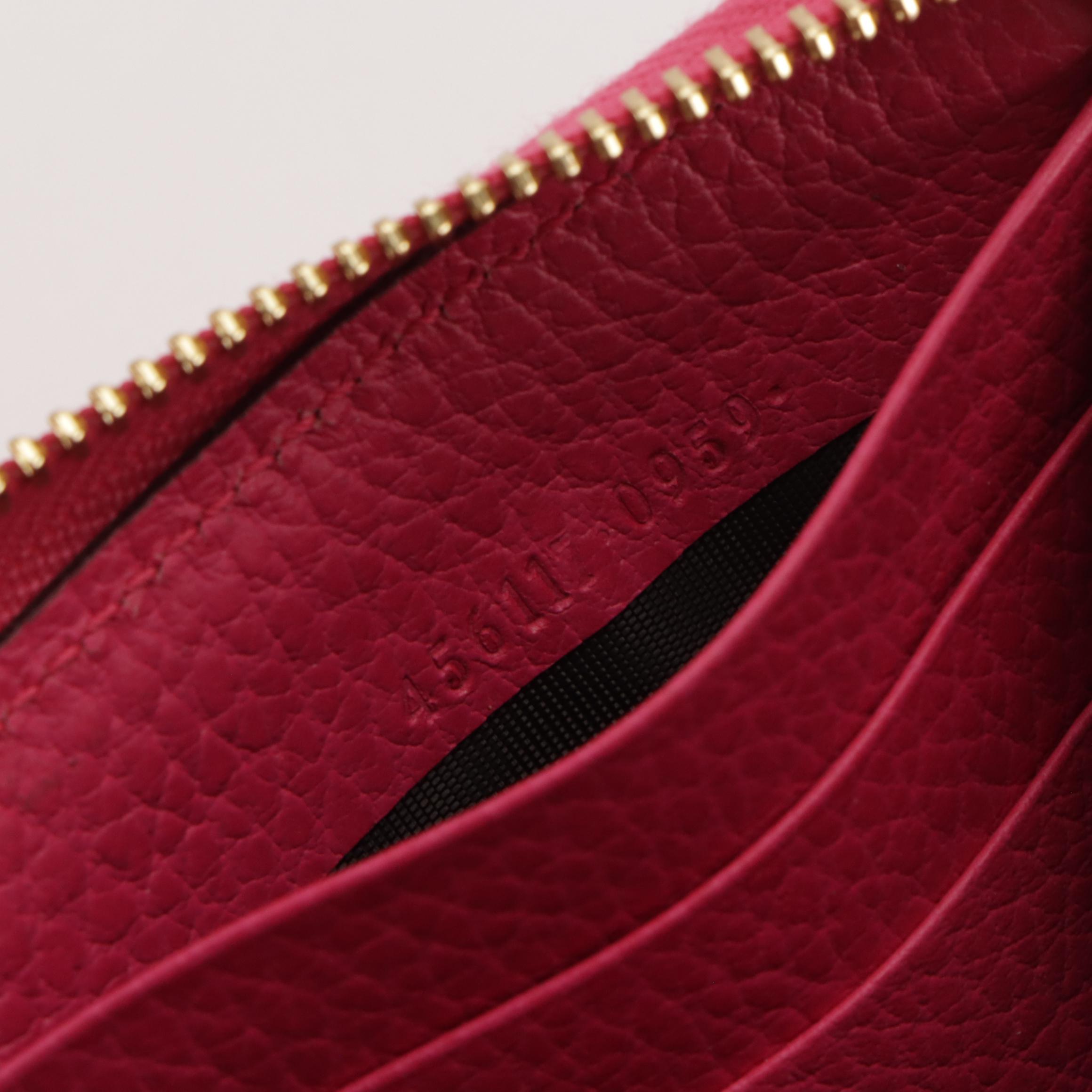 Gucci GG Marmont Zip Around Wallet in Dark Pink Leather