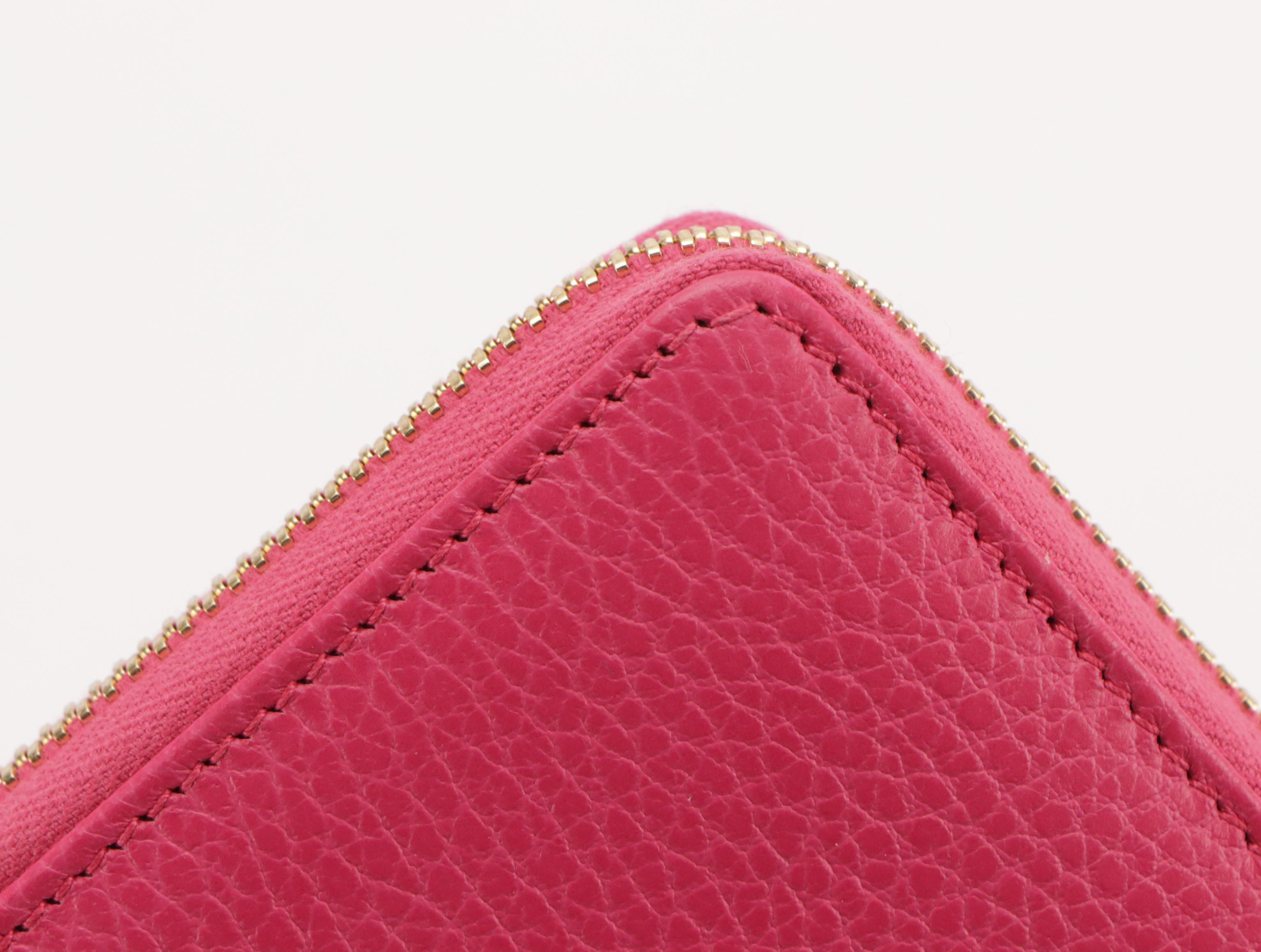 Gucci GG Marmont Zip Around Wallet in Dark Pink Leather