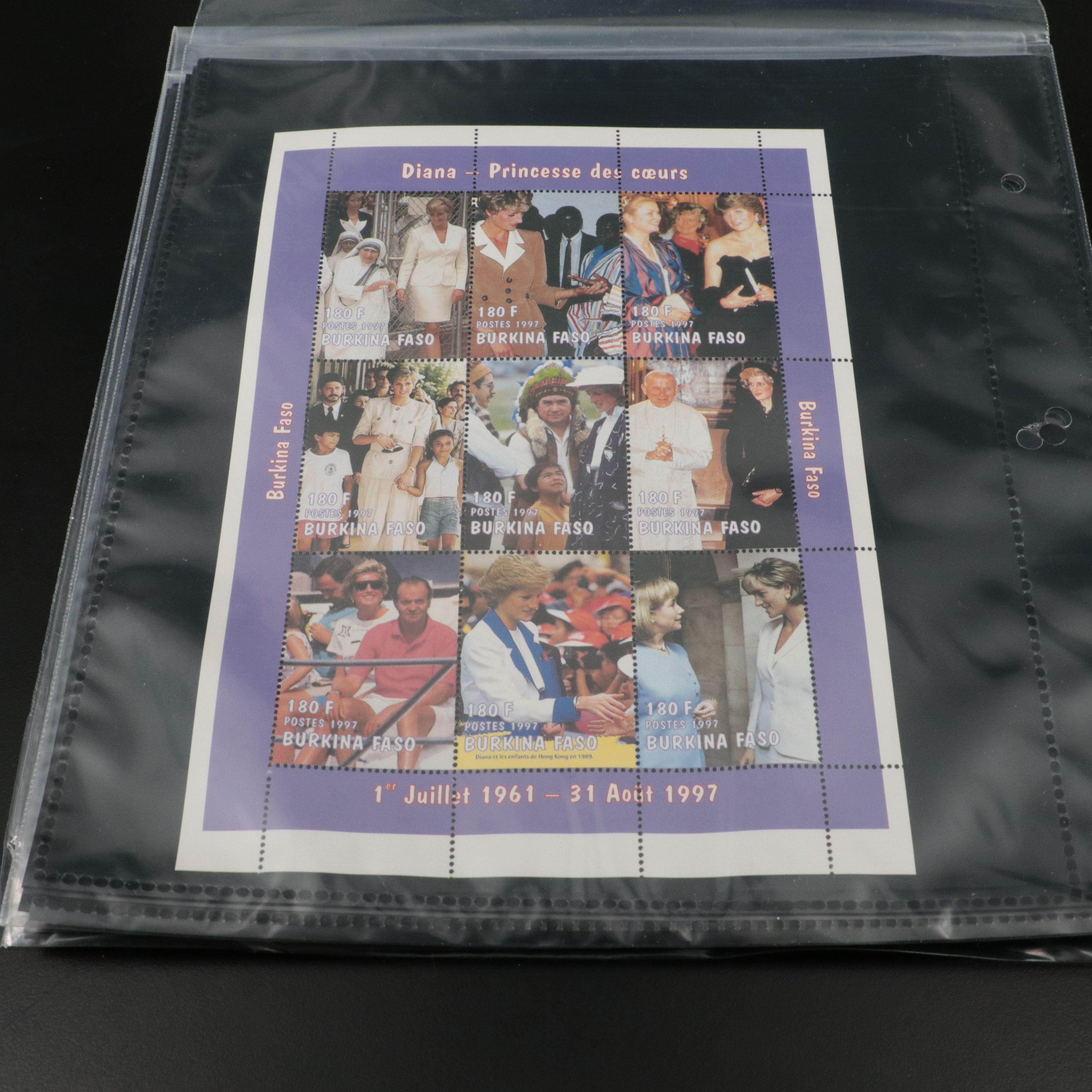 Large Collection of World Postage Stamps, Including Princess Diana