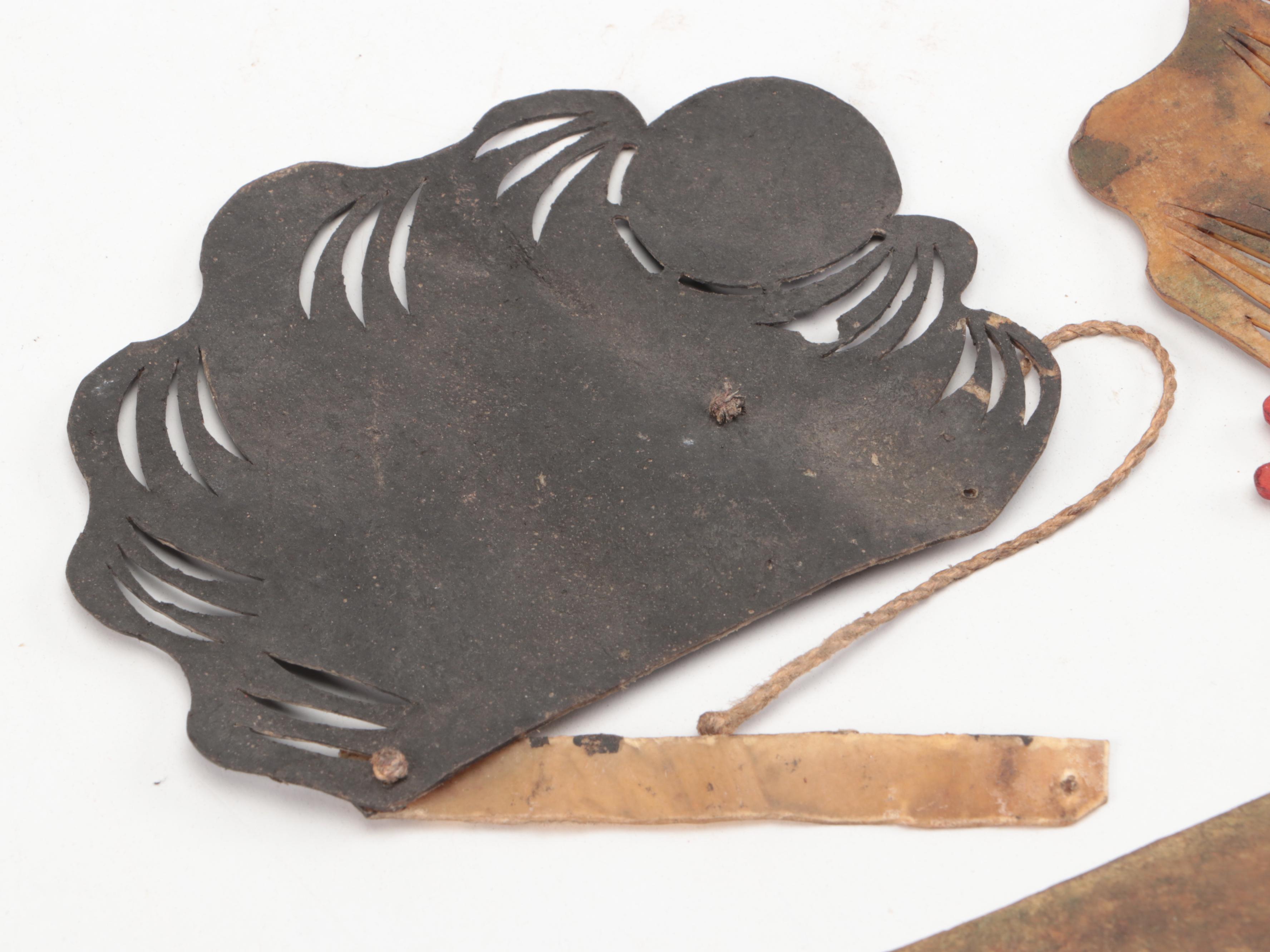 Chinese Deity Head and Hair Painted Vellum Shadow Puppet Accessories