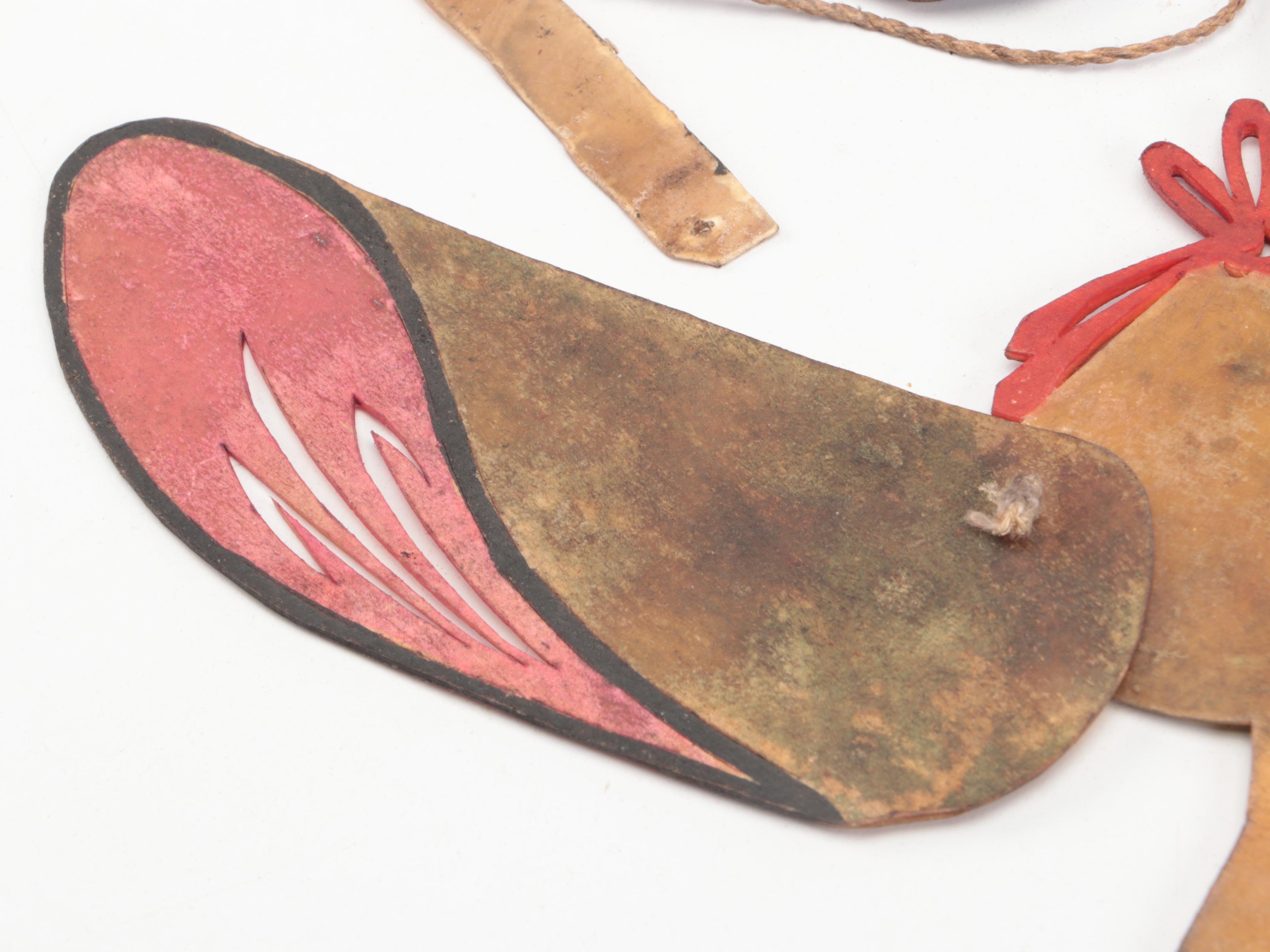 Chinese Deity Head and Hair Painted Vellum Shadow Puppet Accessories