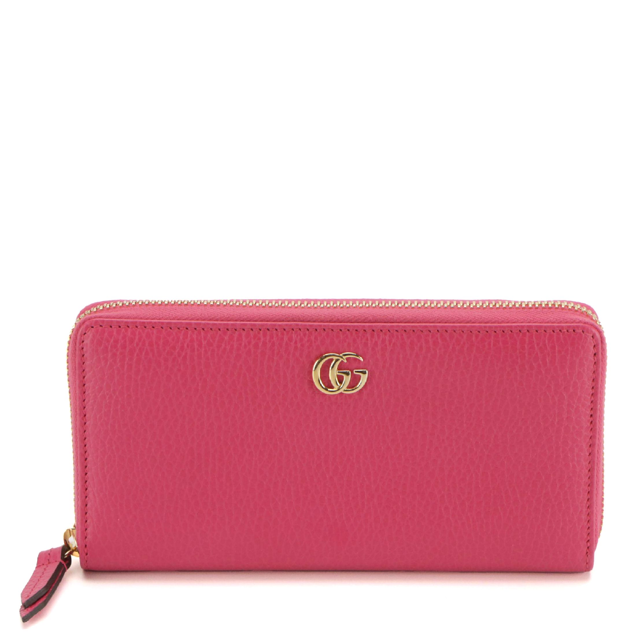 Gucci GG Marmont Zip Around Wallet in Dark Pink Leather
