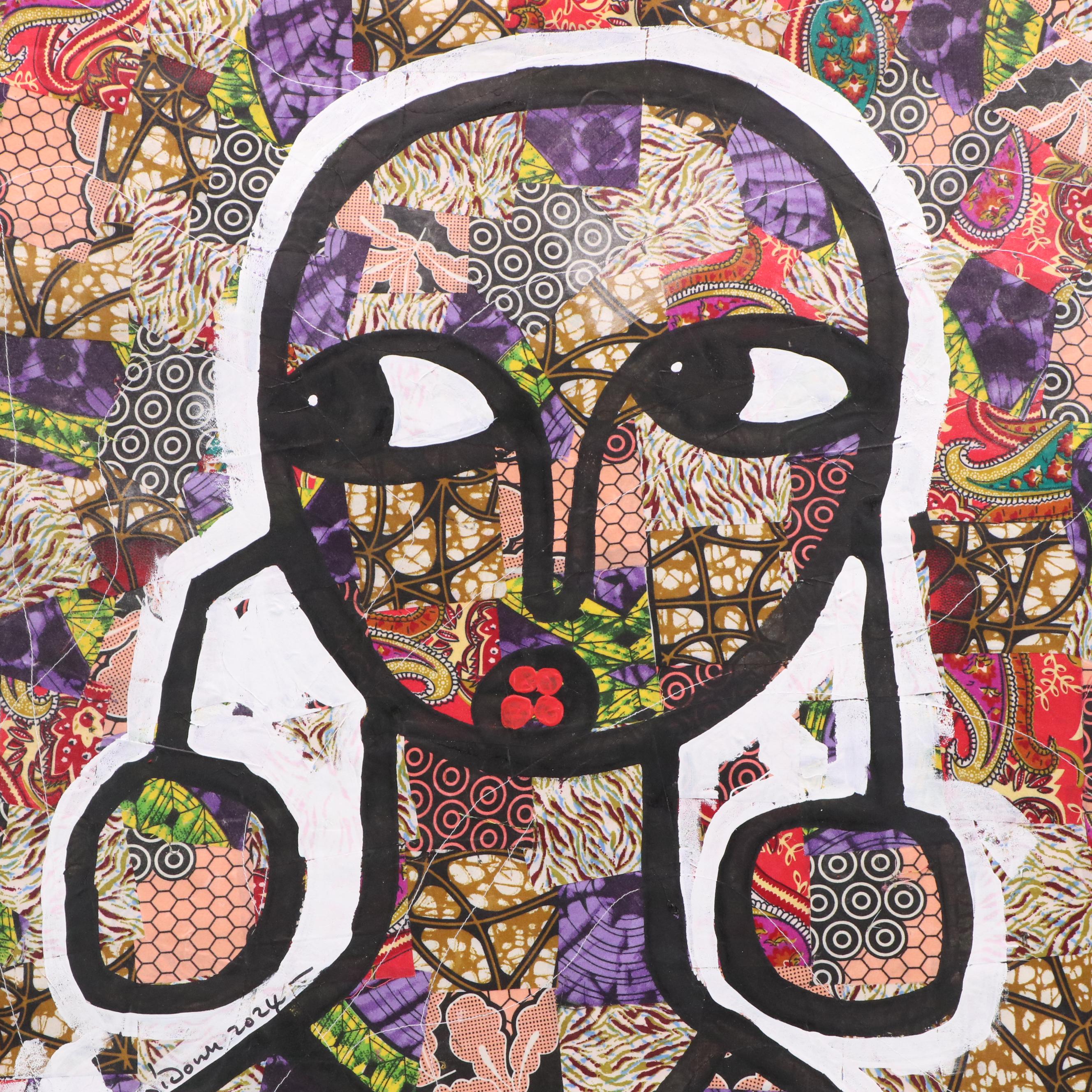 Abiola Idowu Modern Mixed Media Painting "Sensurtuun- Good Morning Love," 2024