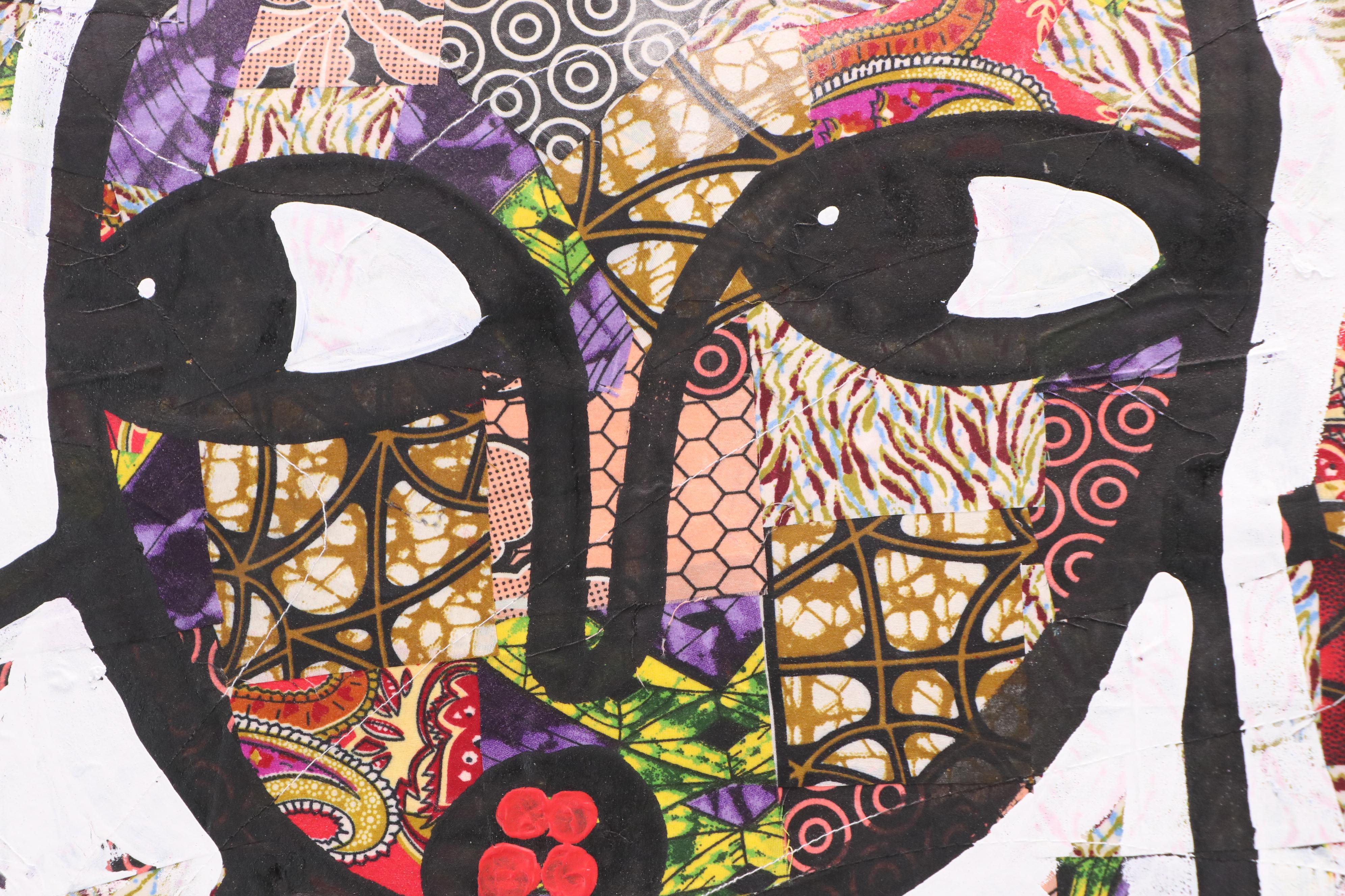 Abiola Idowu Modern Mixed Media Painting "Sensurtuun- Good Morning Love," 2024