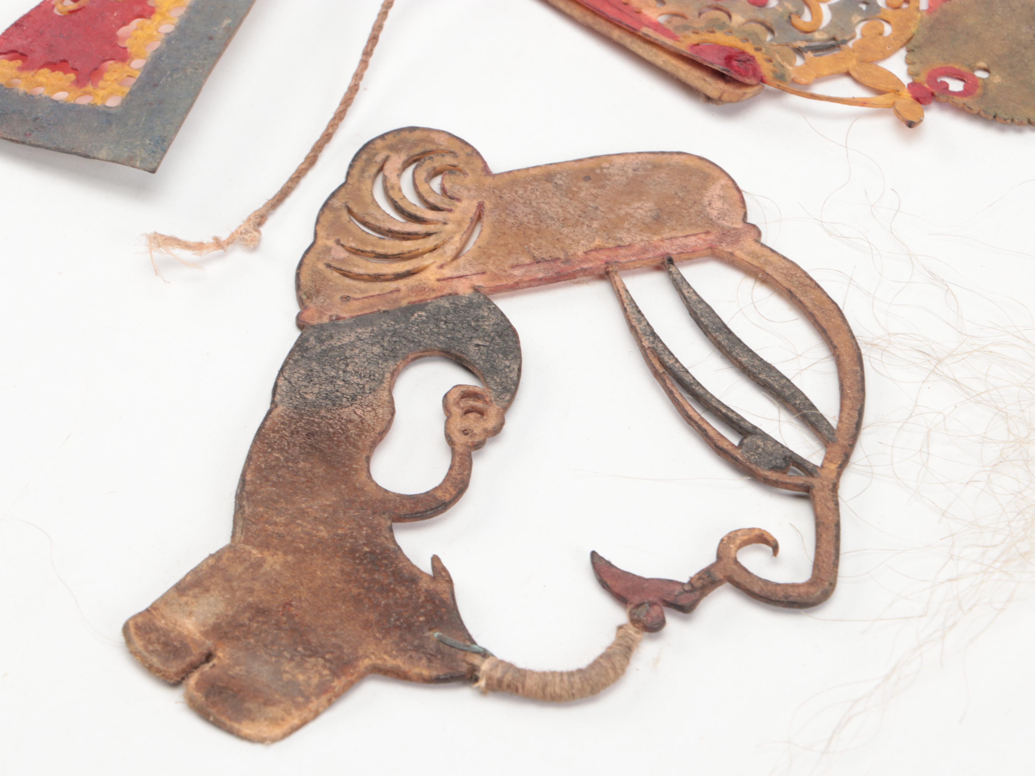 Chinese Crown with Male Head and Beard Vellum and Hair Shadow Puppet Accessories