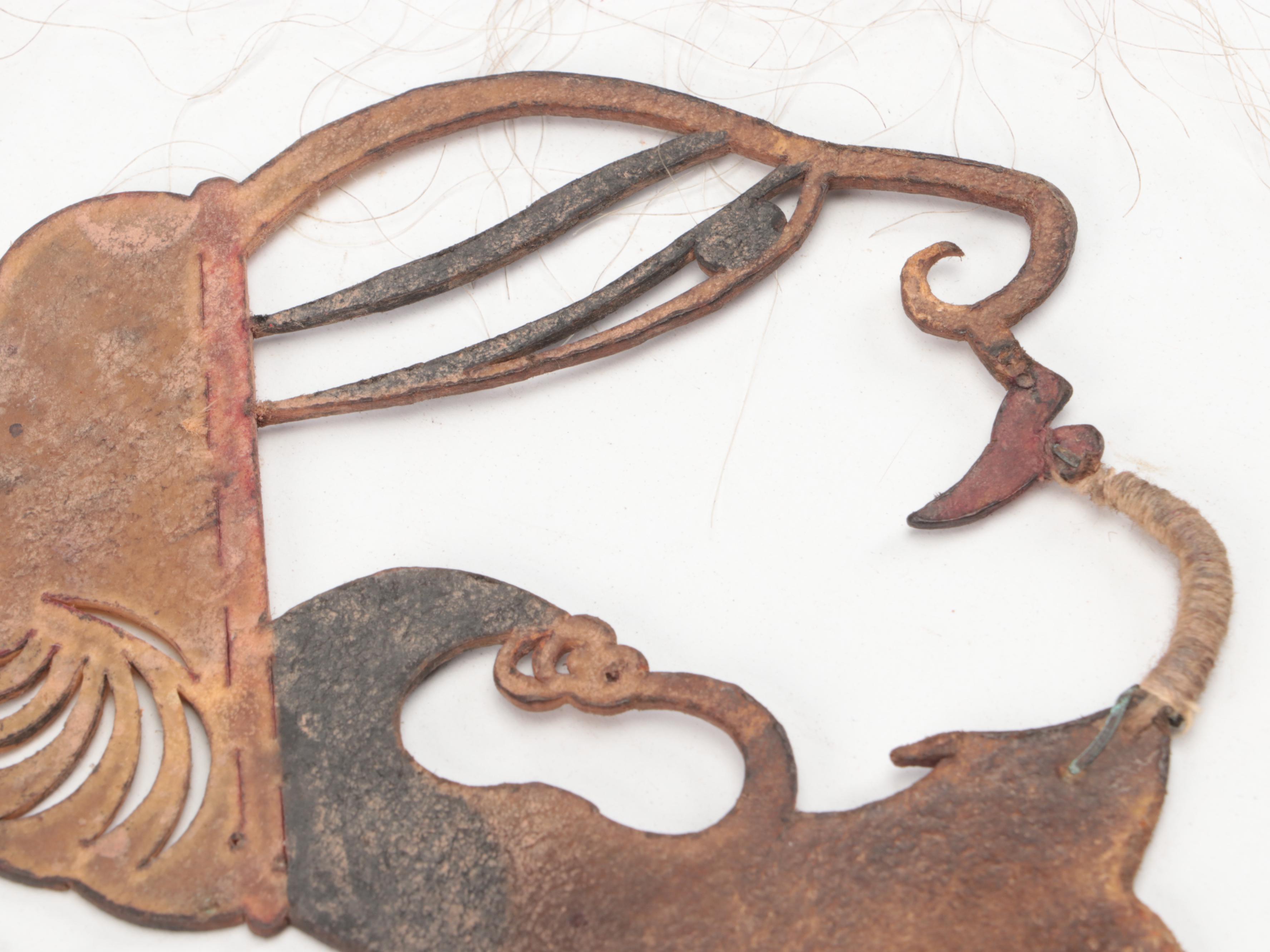 Chinese Crown with Male Head and Beard Vellum and Hair Shadow Puppet Accessories