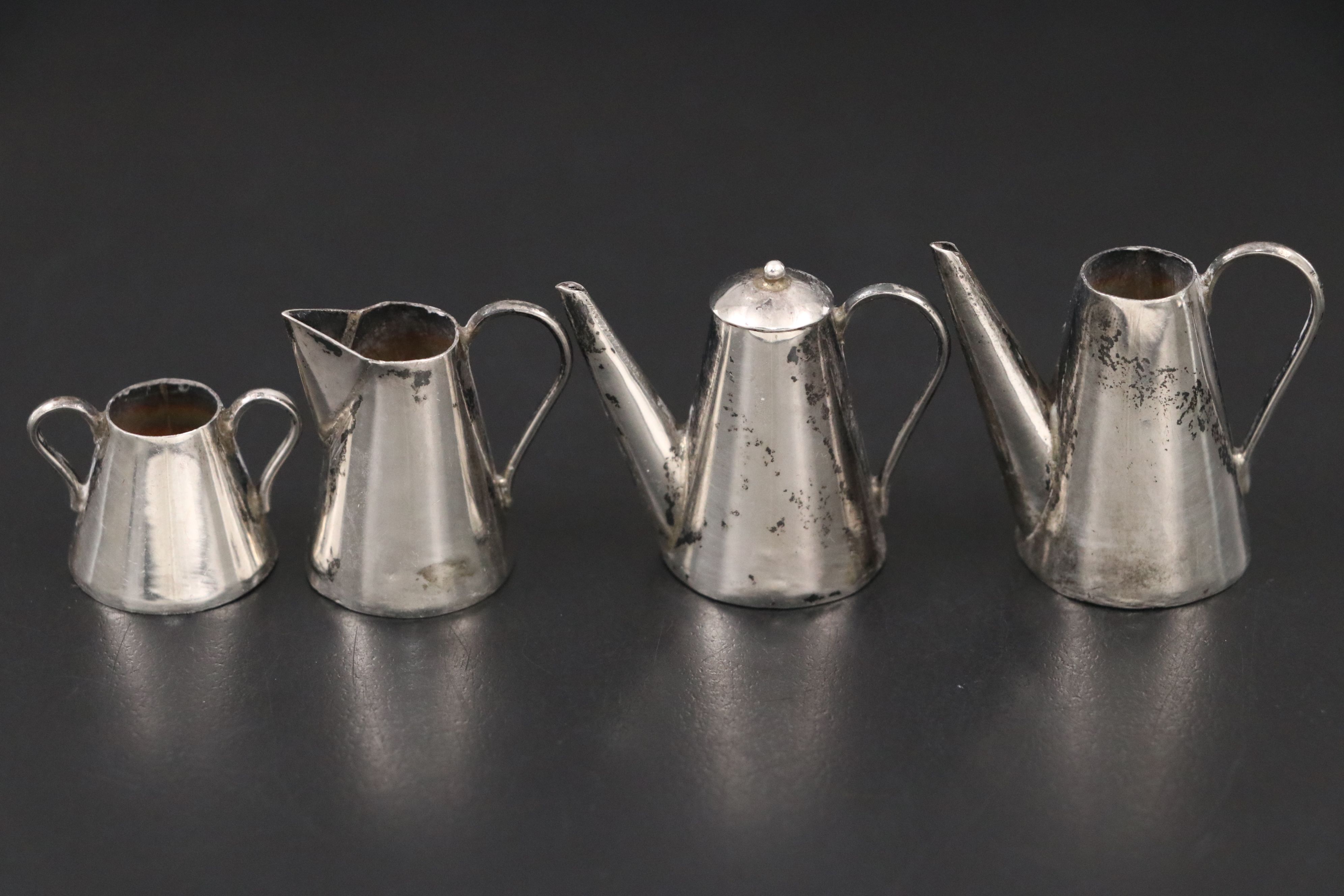 Peruvian Sterling Silver Miniature Tea and Coffee Service, Mid/Late 20th Century