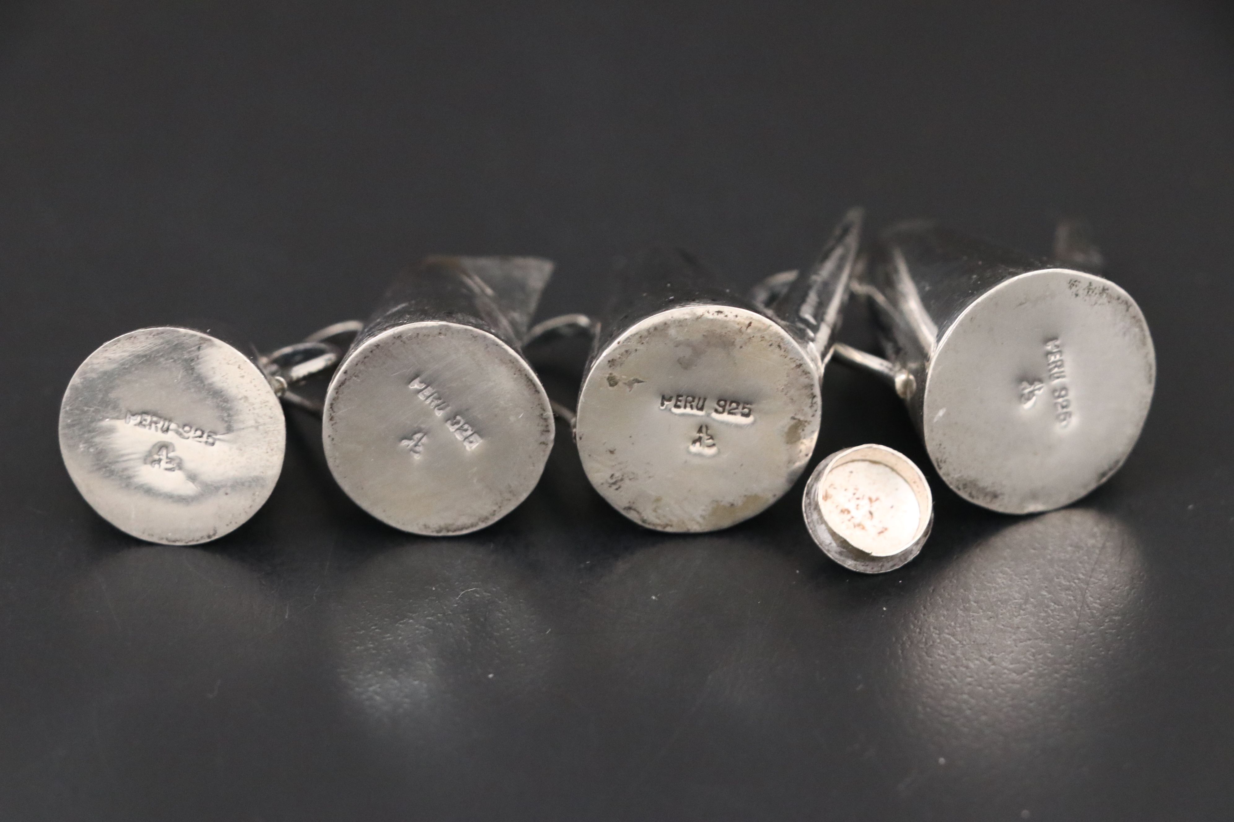 Peruvian Sterling Silver Miniature Tea and Coffee Service, Mid/Late 20th Century