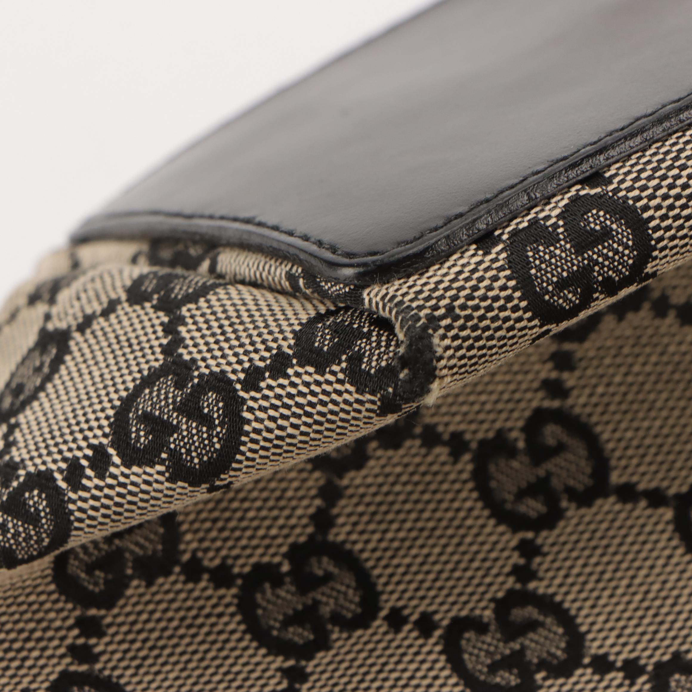 Gucci Small Eclipse Tote in Navy Blue GG Canvas and Leather Trim