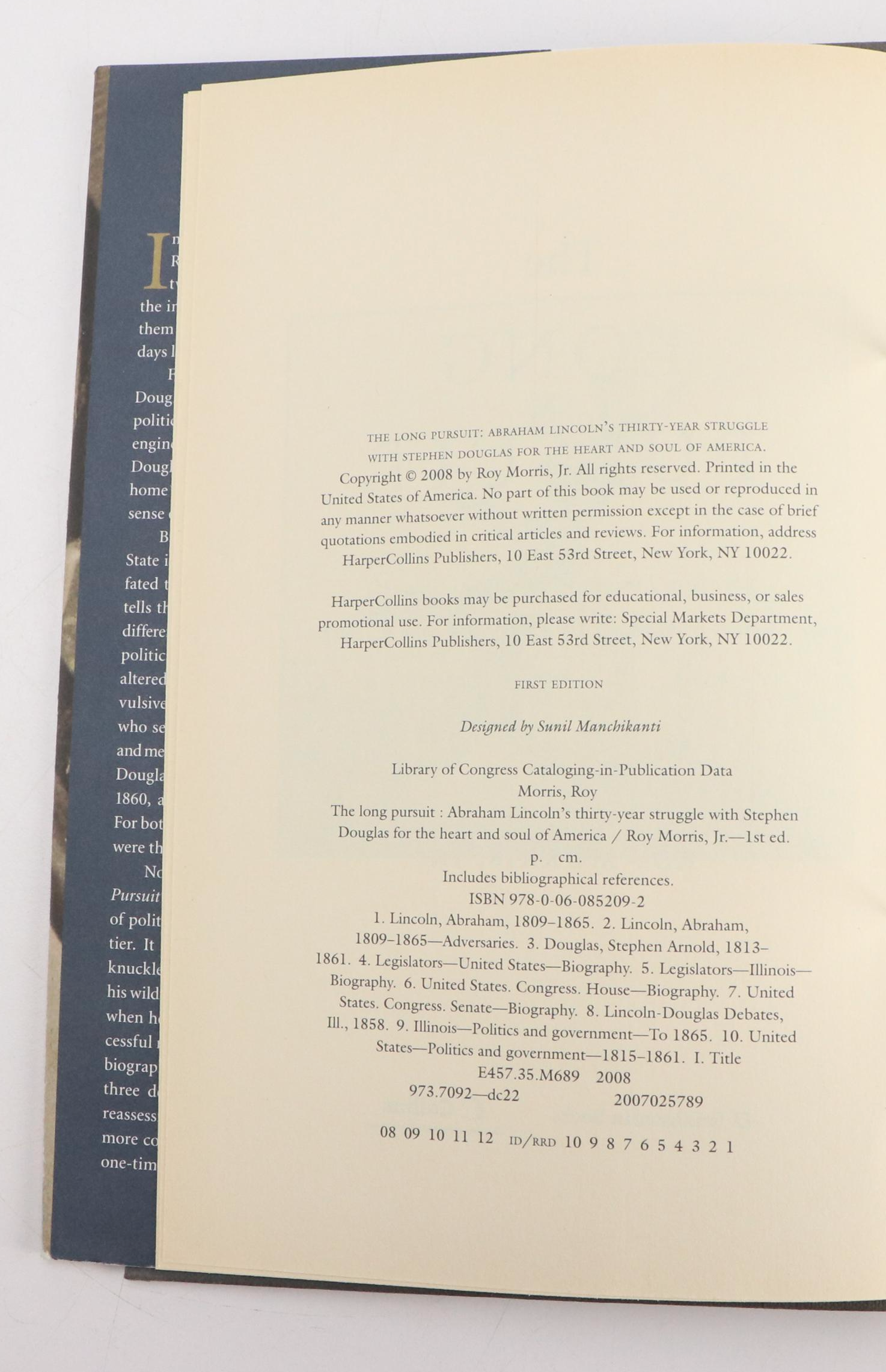 First Edition "The Long Pursuit" by Roy Morris Jr. and More Lincoln Books