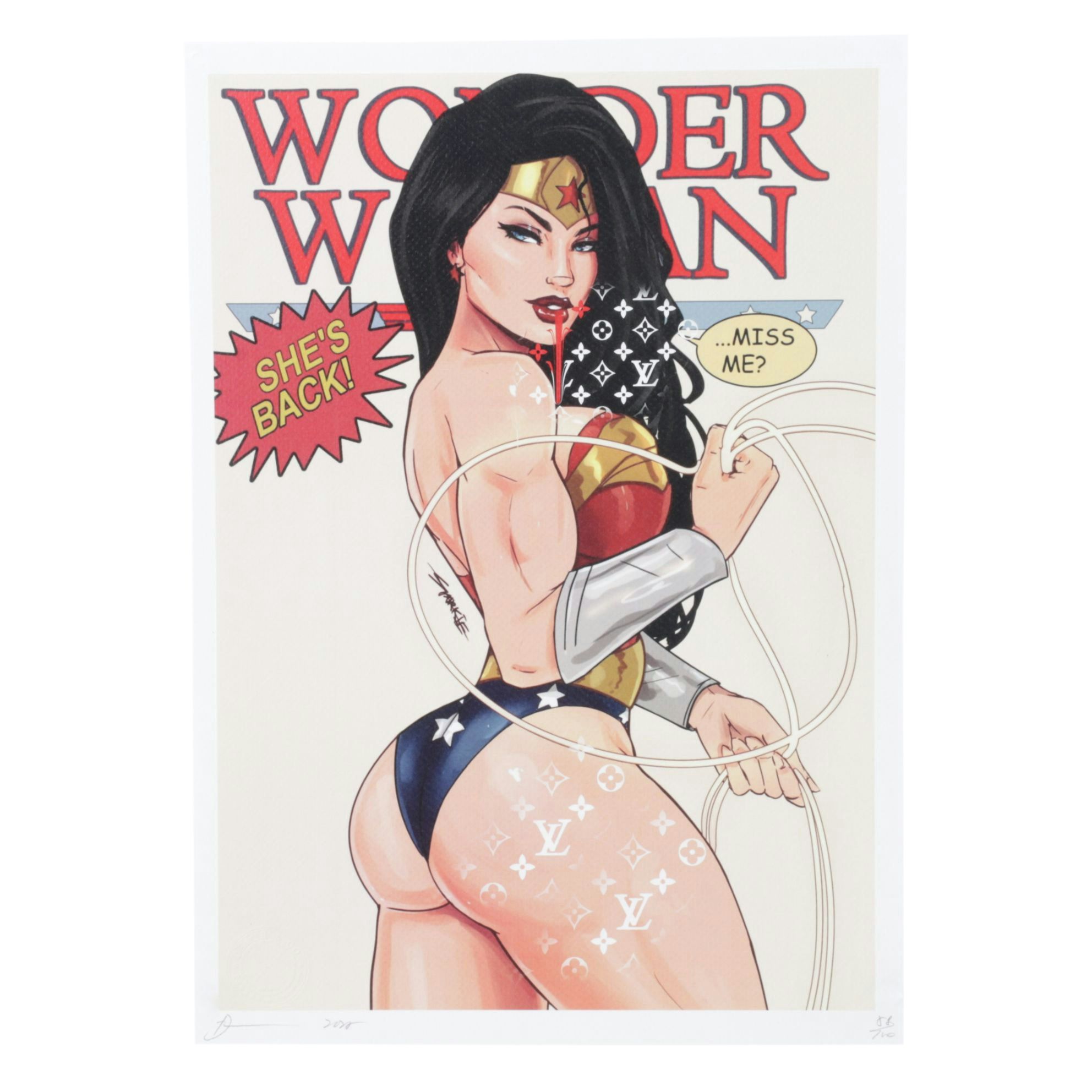 Death NYC Pop Art Digital Print Homage to Wonder Woman x Louis Vuitton, 2025