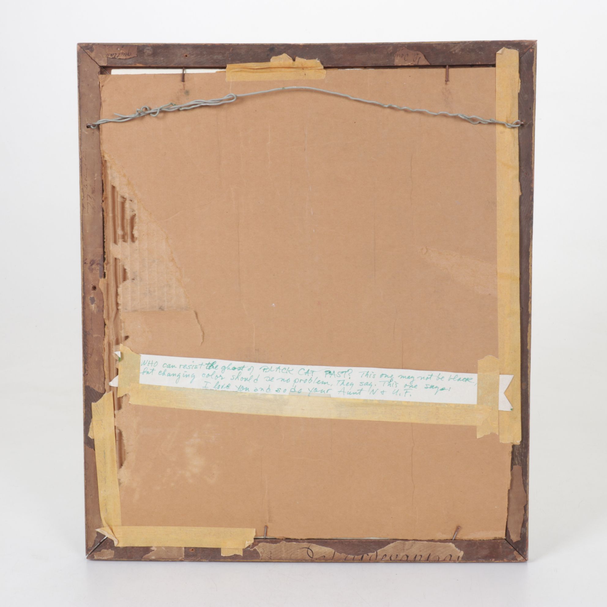 Chinese Watercolor Painting of a Tabby Cat and Bamboo, Mid to Late 20th Century