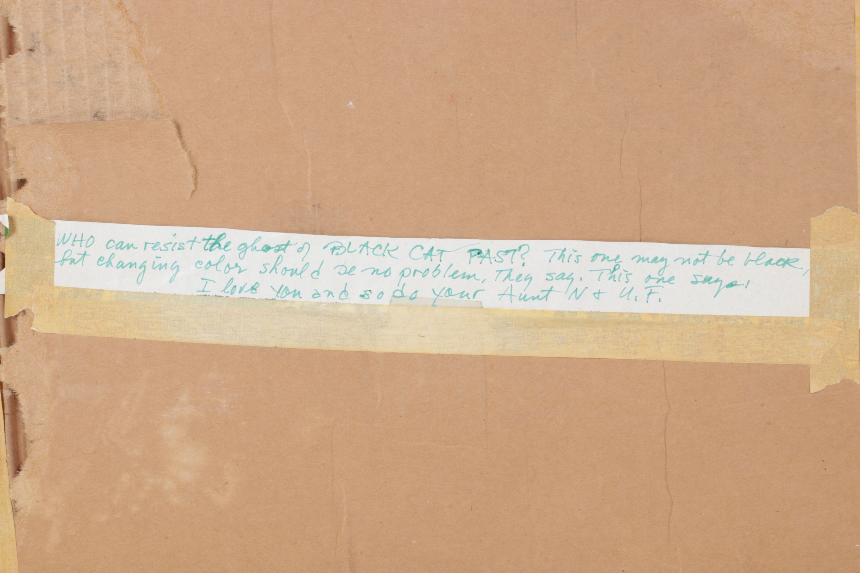 Chinese Watercolor Painting of a Tabby Cat and Bamboo, Mid to Late 20th Century