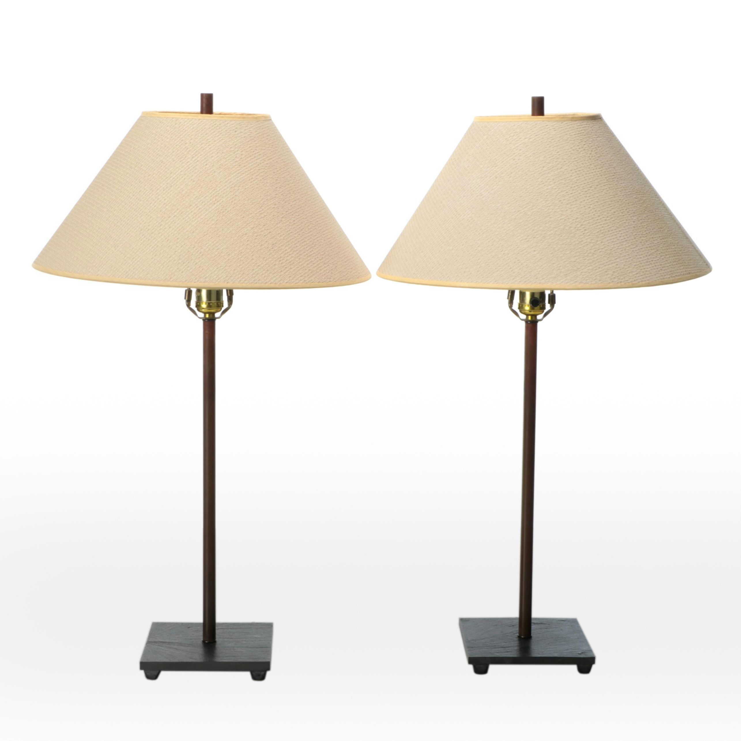 Pair of Modernist Table Lamps with Empire Paper Shades